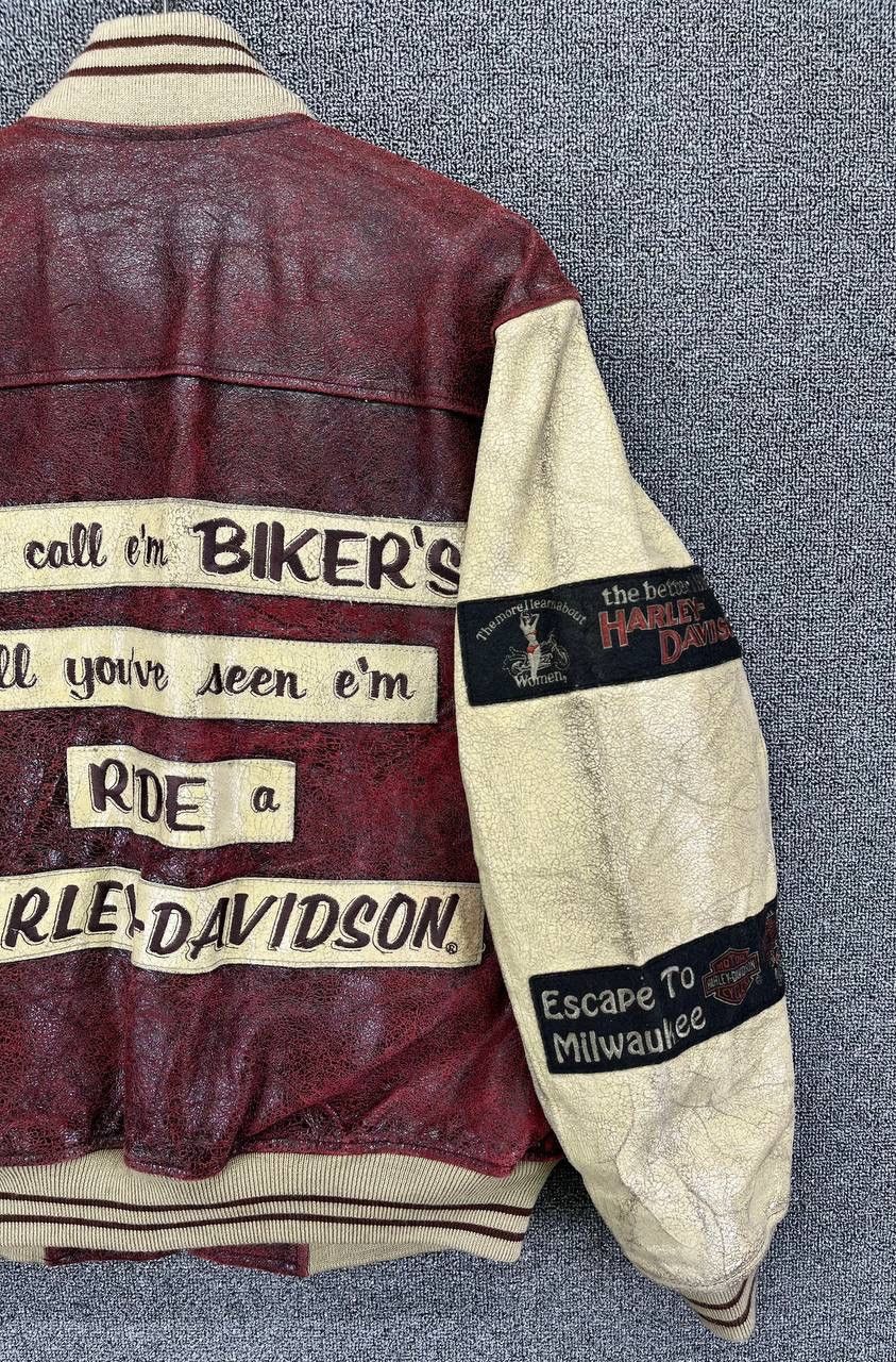 Harley Davidson Vintage Harley Davidson Rare Racing Leather Jacket Size US M / EU 48-50 / 2 - 2 Thumbnail