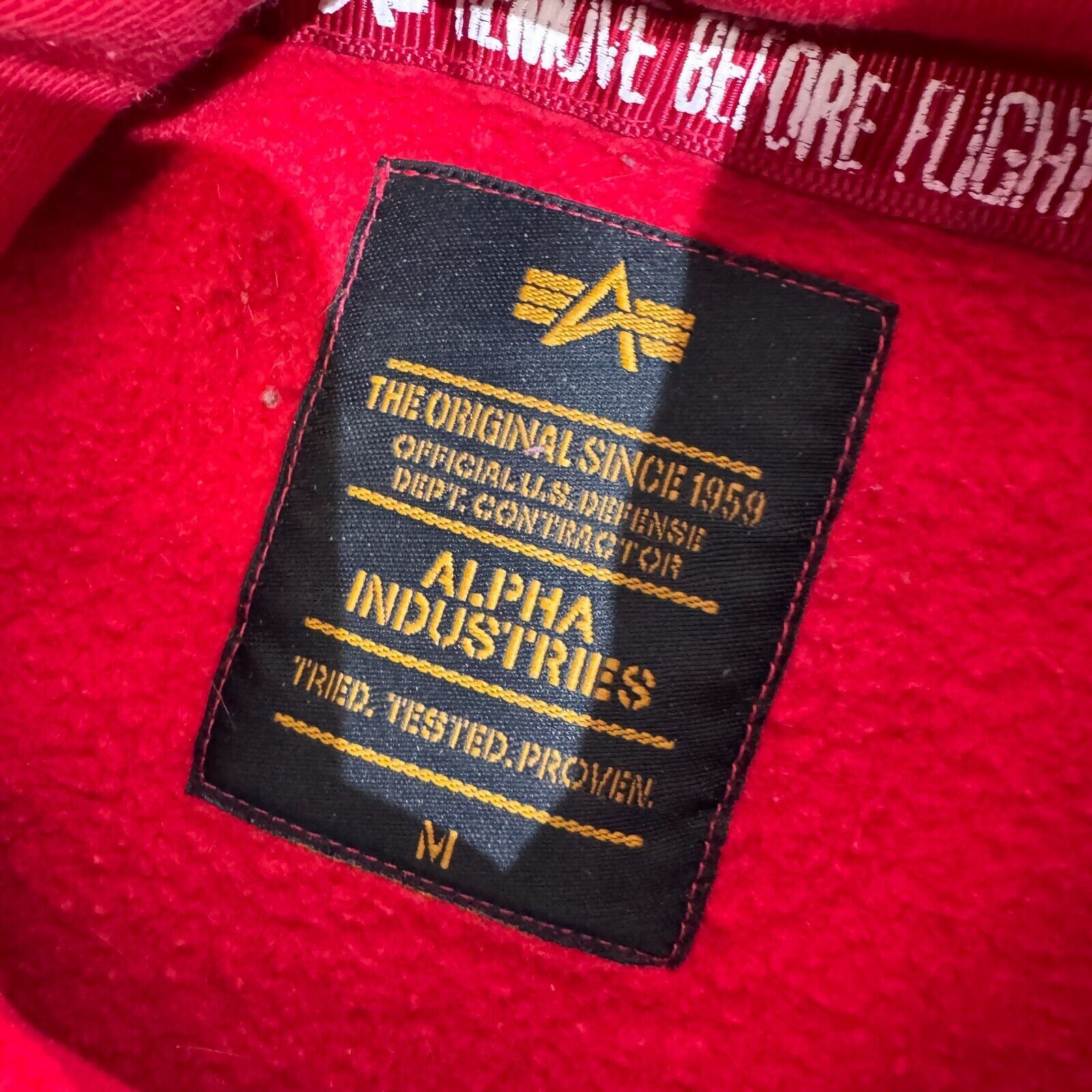 Alpha Industries × Vintage Alpha Industries Red Cotton Hoodie Size L NASA MA-1 Astro Size US L / EU 52-54 / 3 - 7 Thumbnail
