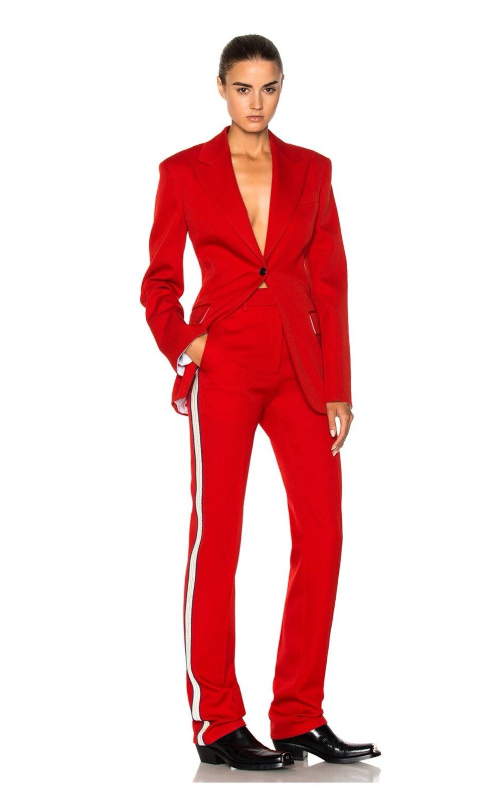 Calvin Klein 205W39NYC Calvin Klein 205W39NYC Wool Twill Red Women’s Trousers Size 34" / US 12 / IT 48 - 3 Thumbnail