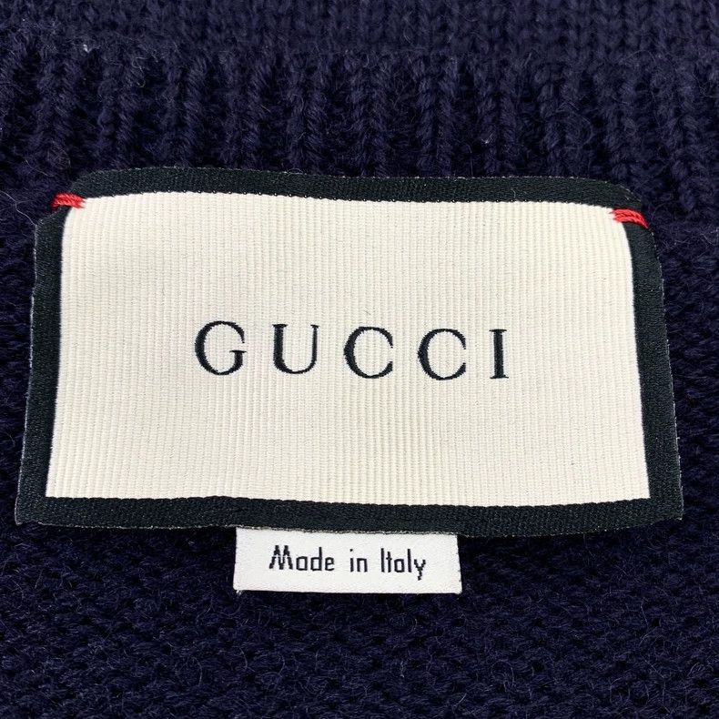 Gucci Gucci Dark blue striped anchor embroidery wool V-neck long- Size US M / EU 48-50 / 2 - 5 Thumbnail