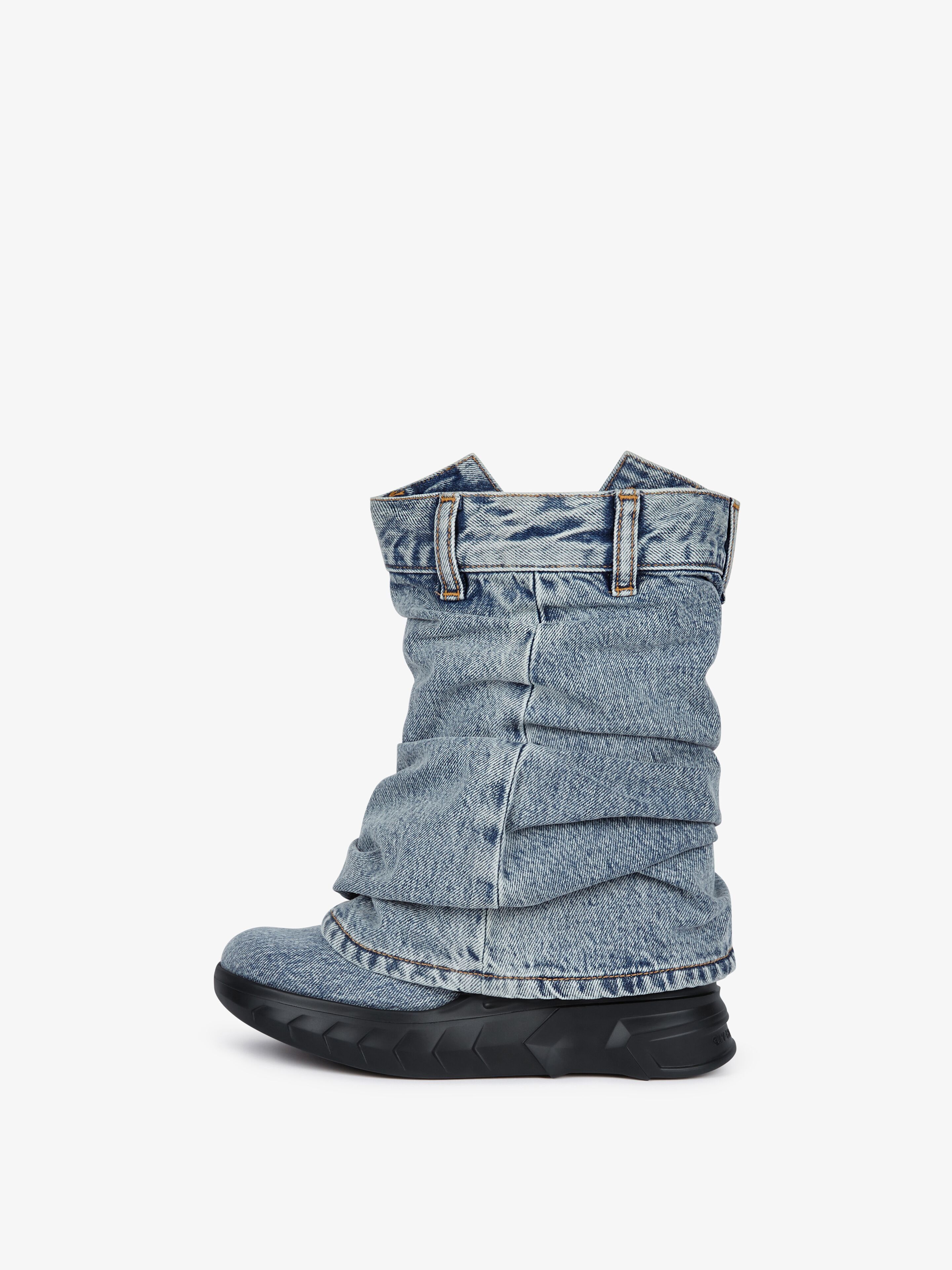 Givenchy o1srvl11e0525 Shark Lock Ankle Boots Biker Low Wedge Blue Size US 6 / IT 36 - 3 Thumbnail