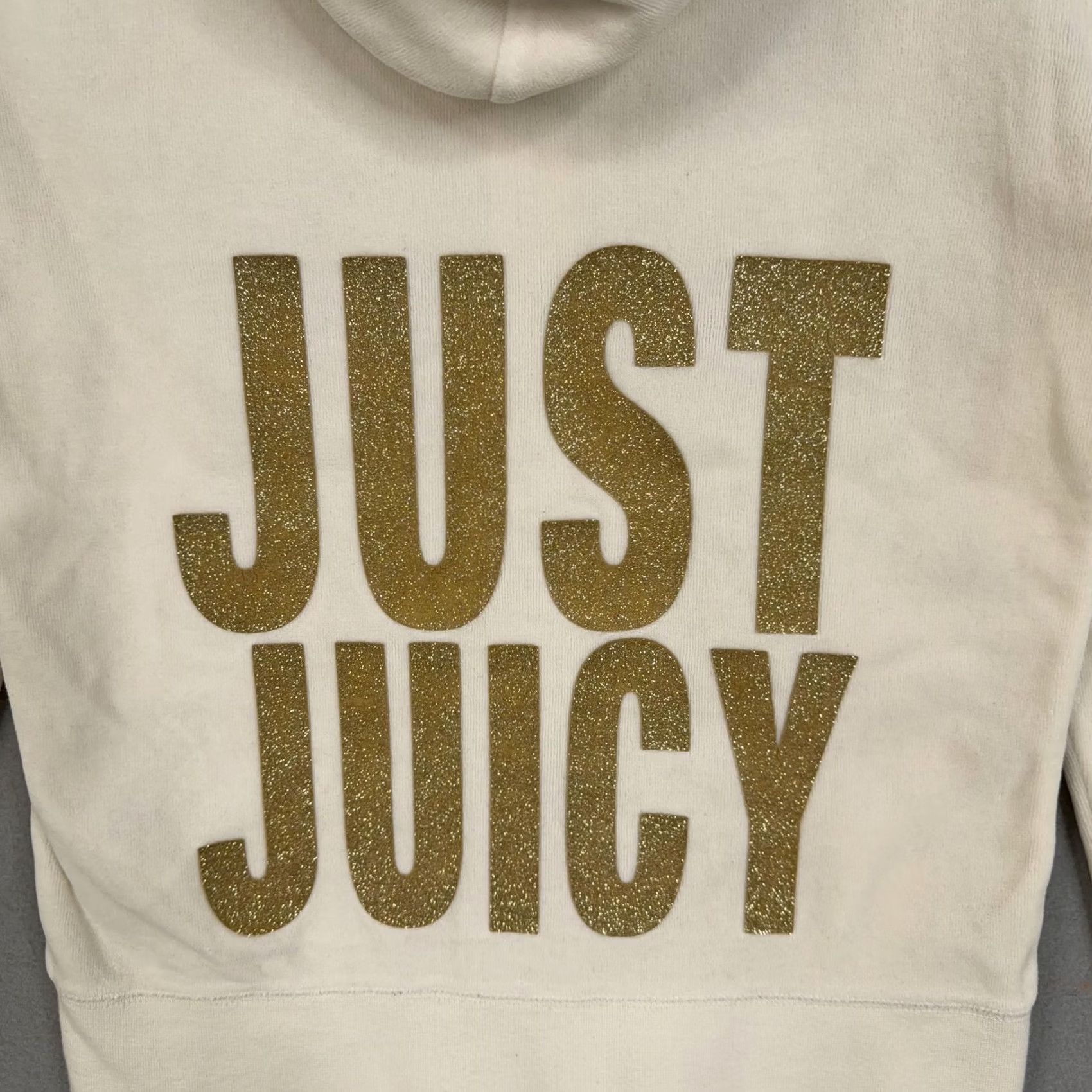 Juicy Couture Juicy Couture Hoodie Womens Small White Velour Full Zip Just Juicy Glitter Y2K Glit zy Logo Zip Pockets Size S / US 4 / IT 40 - 7 Thumbnail