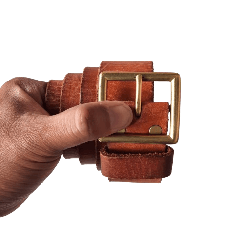 Japanese Brand ⚒️ Solid brass garrison handcraft leather belt Size ONE SIZE - 1 Thumbnail