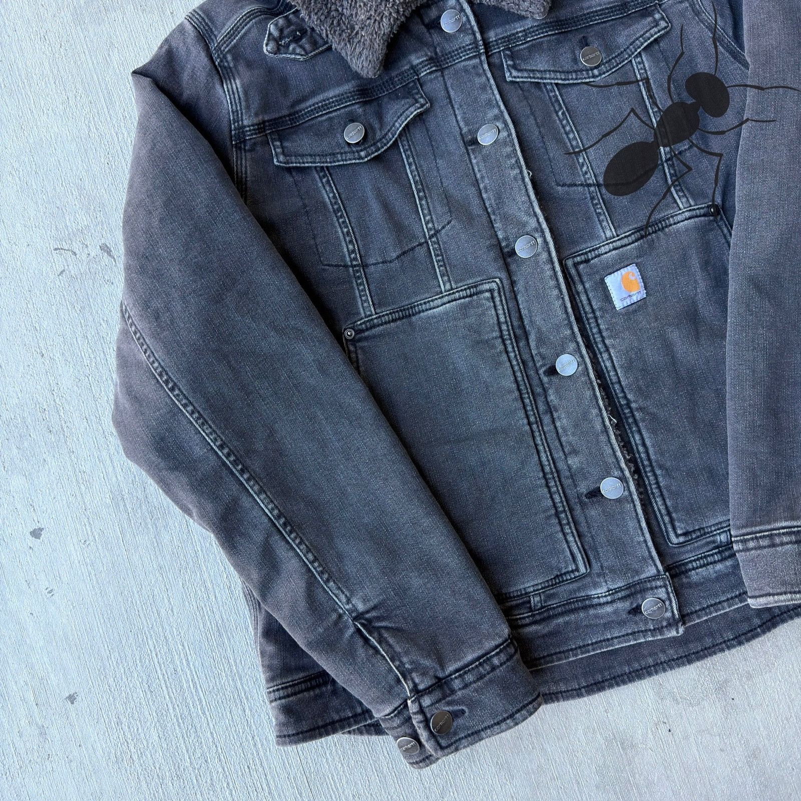Carhartt × Vintage Carhartt BLK faded black sherpa trucker work wear jacket Size US XL / EU 56 / 4 - 3 Thumbnail