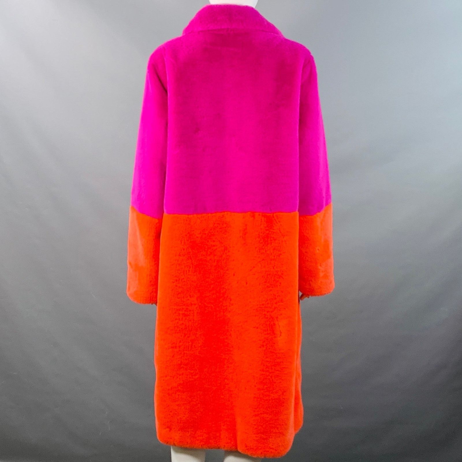 STAND STUDIO STAND STUDIO Maribel Magenta Orange Color Block Fur Coat Size M / US 6-8 / IT 42-44 - 4 Thumbnail
