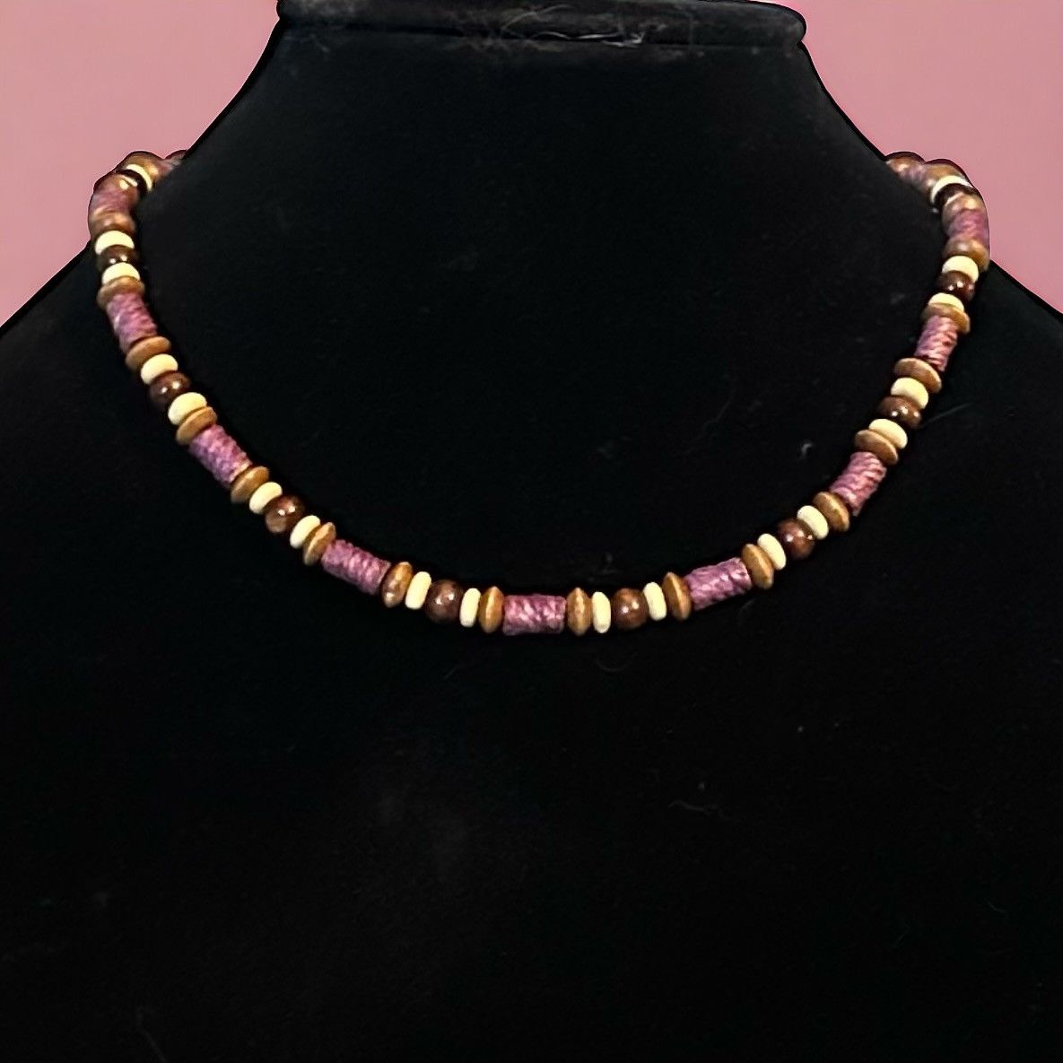 Vintage Vintage hemp wrapped bead necklace Size ONE SIZE - 1 Thumbnail