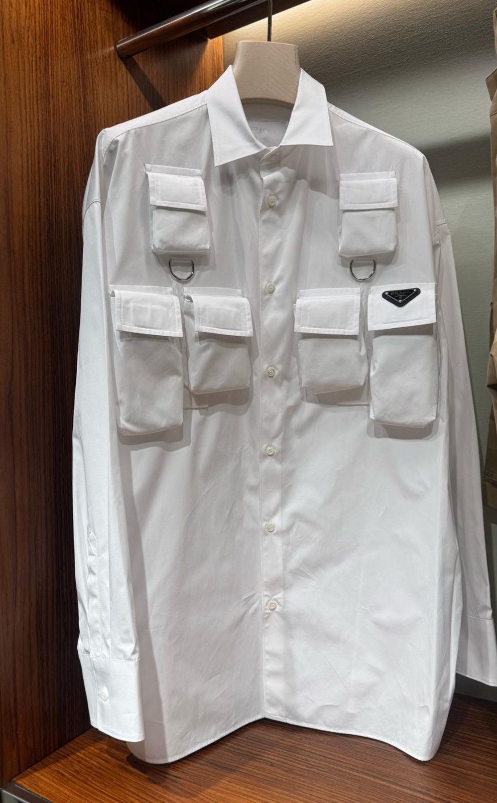 Prada Prada Black Re-Nylon Multi-Pocket Cargo Shirt White Size US XS / EU 42 / 0 - 1 Thumbnail