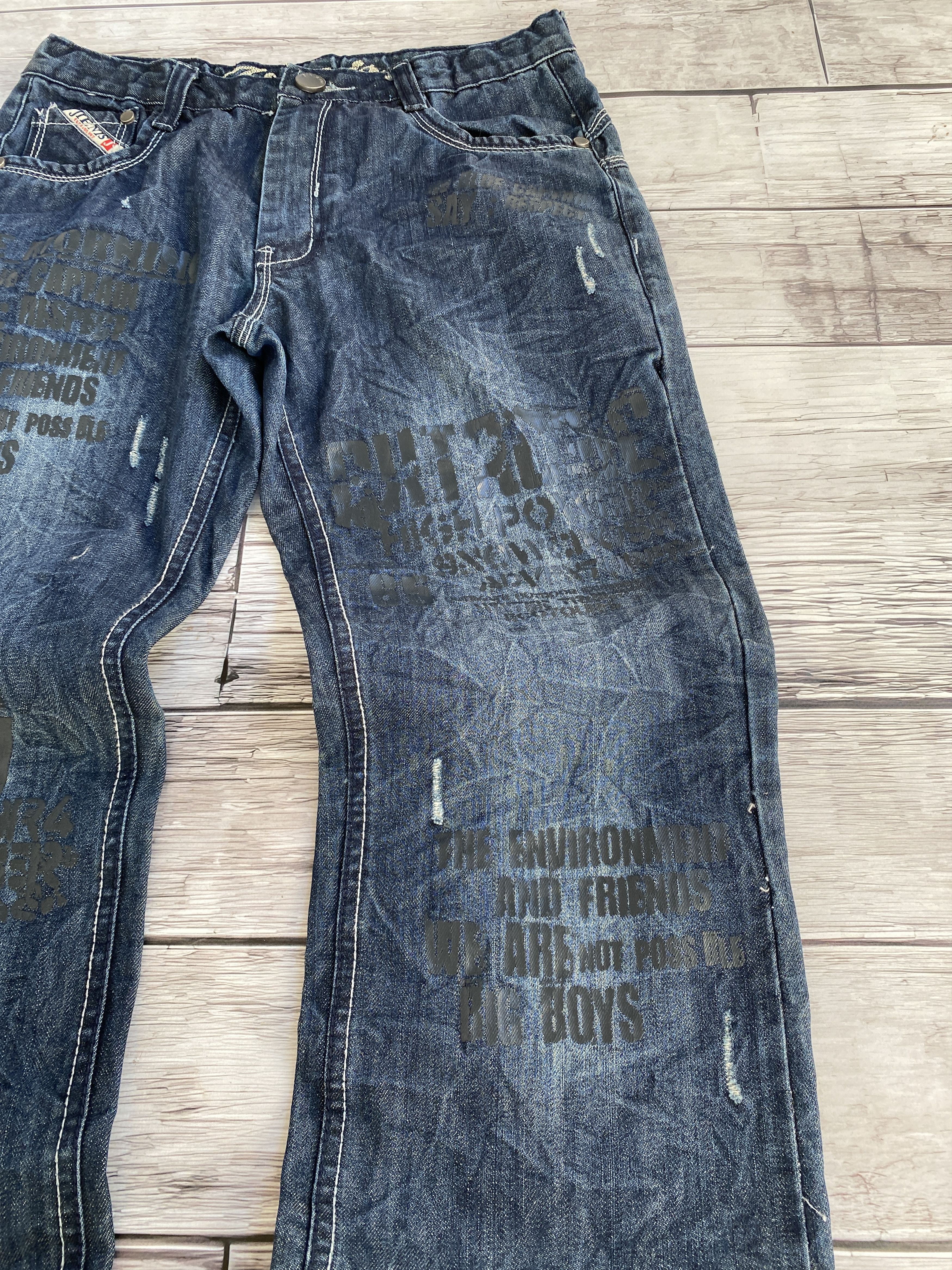 Hysteric Glamour × Japanese Brand Japanese Crazy Ed Hardy Style Distressed Washed Jeans Size US 30 / EU 46 - 4 Thumbnail