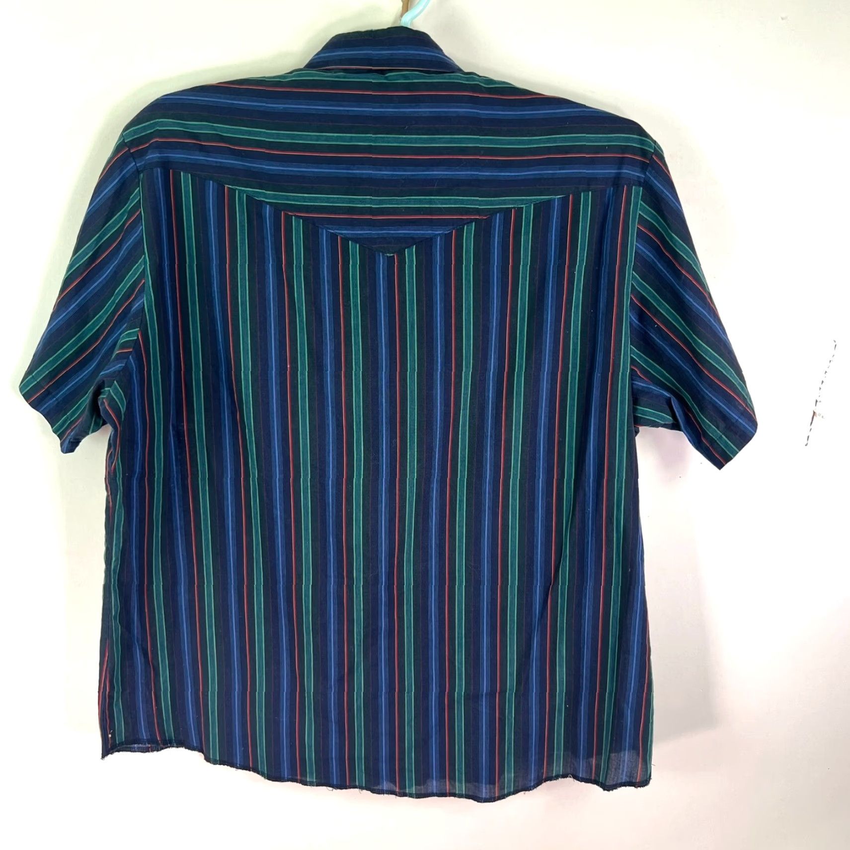 Wrangler Wrangler Western Shirt Striped Button-Up Mens XL Blue/Green Size US XL / EU 56 / 4 - 4 Thumbnail