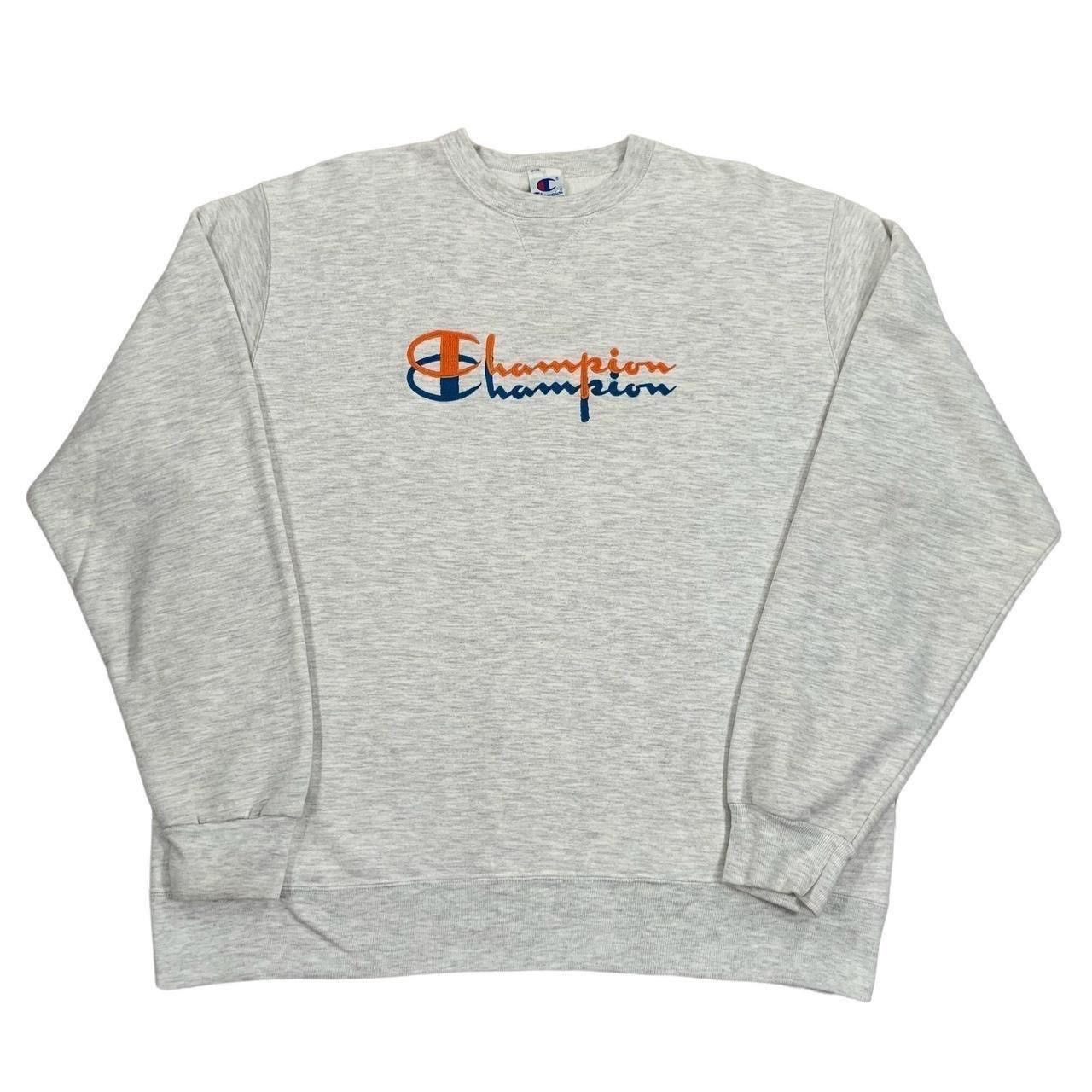 Champion Vintage Champion Gray Orange Double Script Logo Sweatshirt Size US XXL / EU 58 / 5 - 1 Thumbnail