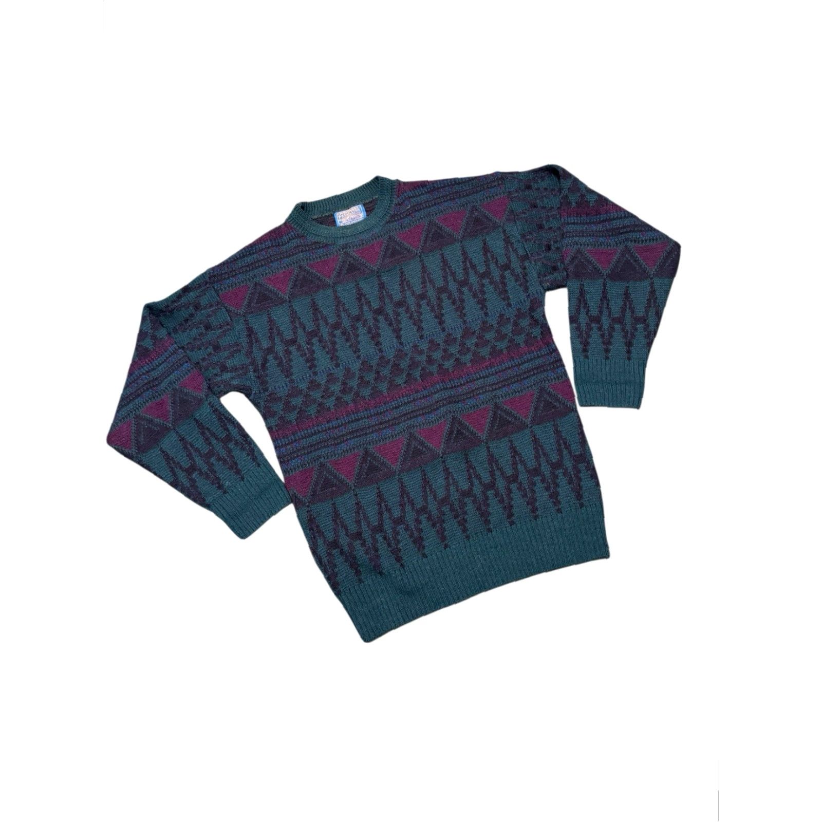 Pendleton VINTAGE Pendleton Sweater Mens Small Virgin Wool Aztec Geometric Teal Purple USA Size US XL / EU 56 / 4 - 4 Thumbnail