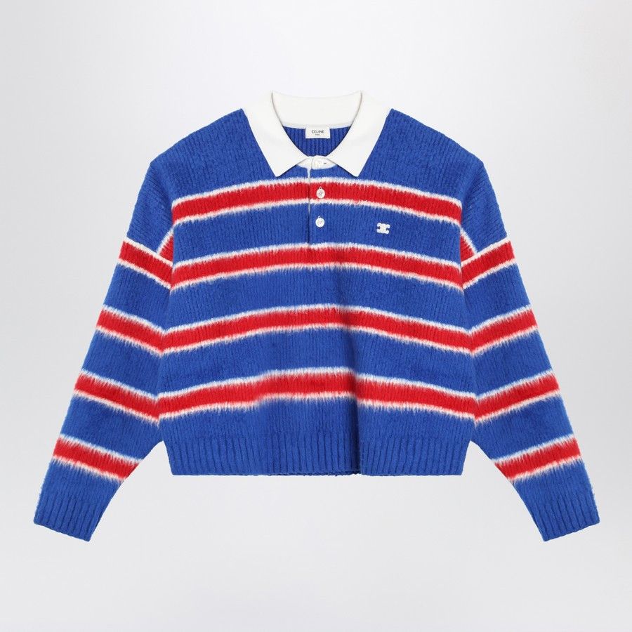 Celine o1d2blof0226 Cotton Striped Sweater in Blue/Red Size US L / EU 52-54 / 3 - 1 Thumbnail