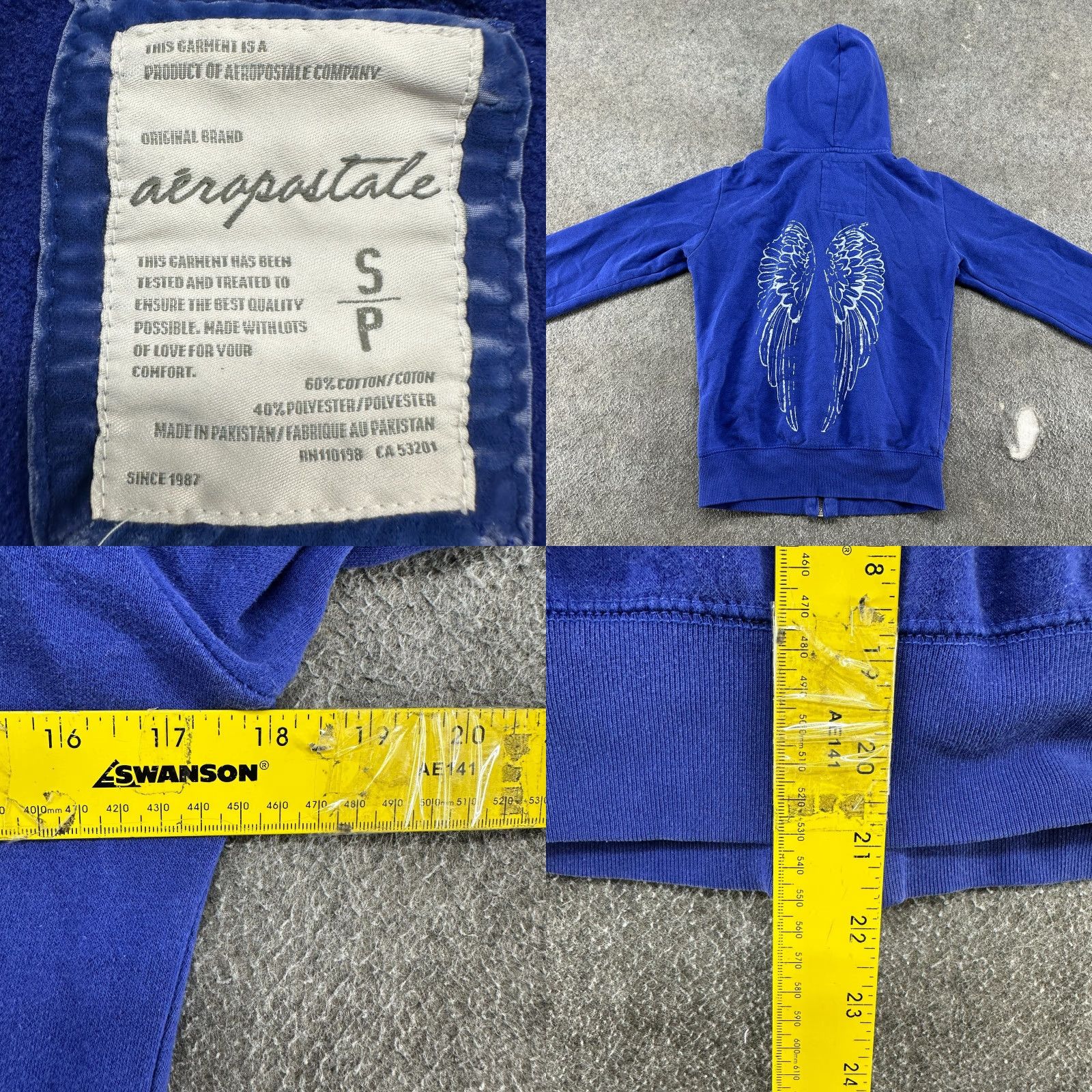Vintage VINTAGE Aéropostale Hoodie Womens Small Blue Full Zip Wings Cotton Bling Y2K 90s City Womens Size S / US 4 / IT 40 - 9 Thumbnail