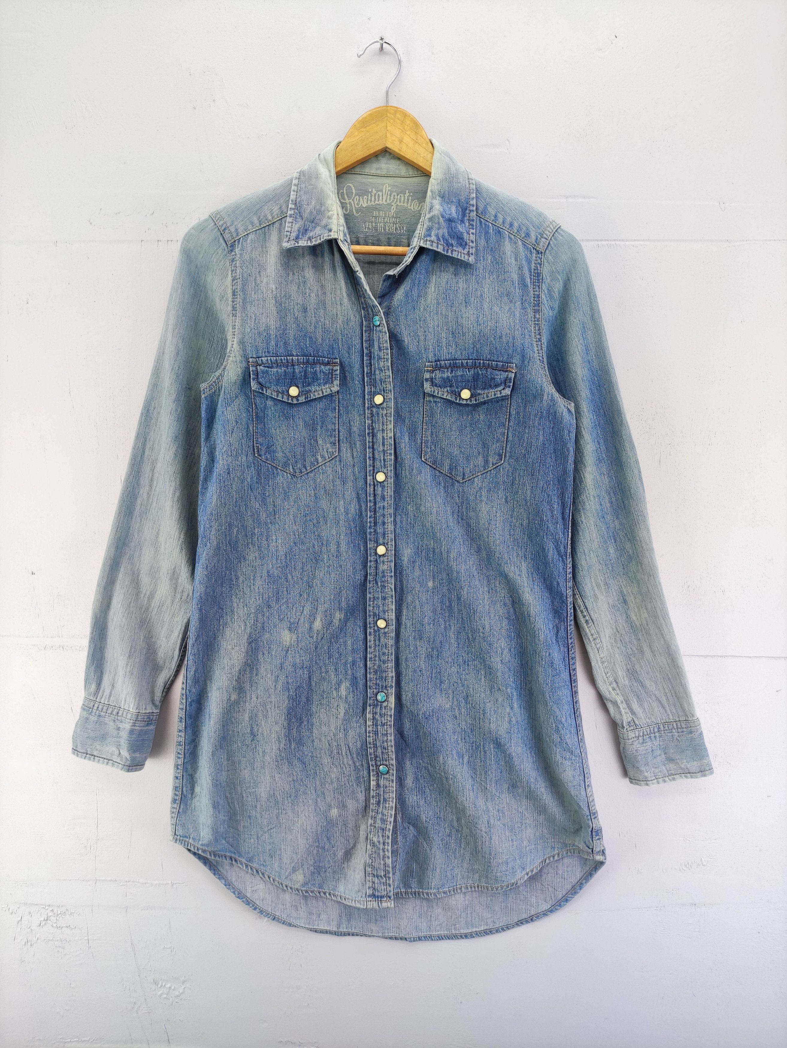 MOUSSY Vintage Azul By Moussy Long Denim Shirt Snap Button Size S / US 4 / IT 40 - 1 Thumbnail