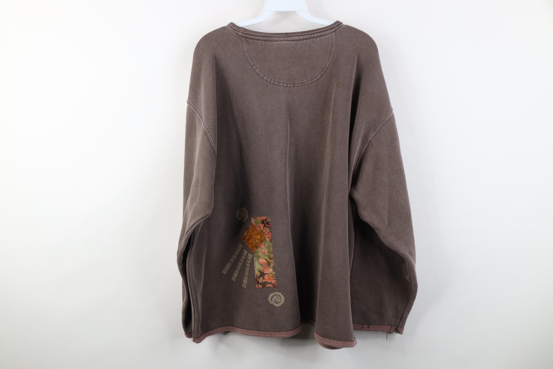 Vintage Vintage 90s Streetwear Patchwork Beaded Stonewash Sweatshirt Size XL / US 12-14 / IT 48-50 - 12 Thumbnail