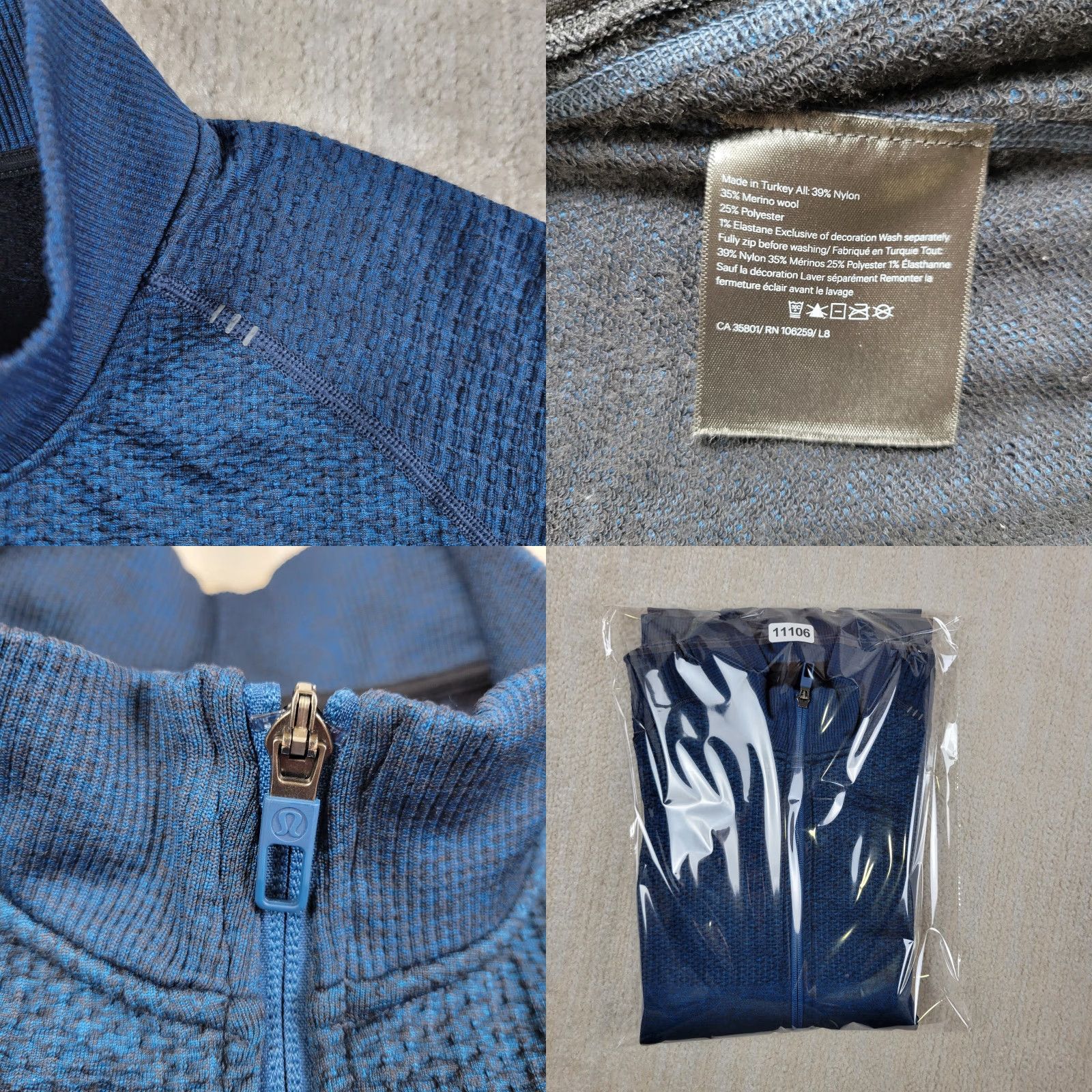 Lululemon Lululemon Engineered Warmth Jacket Mens 2XL Blue Full Zip Merino Wool Blend Size US XXL / EU 58 / 5 - 8 Thumbnail