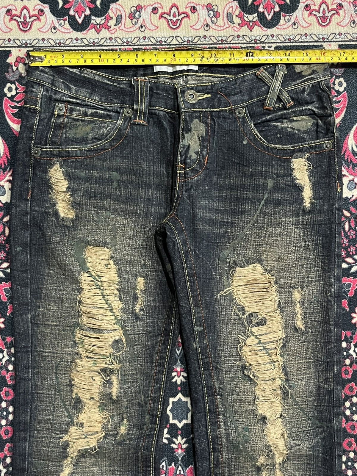 Undercover Japanese Brand Beast Dark Paint Splatter Distress Flare Jean Size 32" / US 10 / IT 46 - 12 Thumbnail