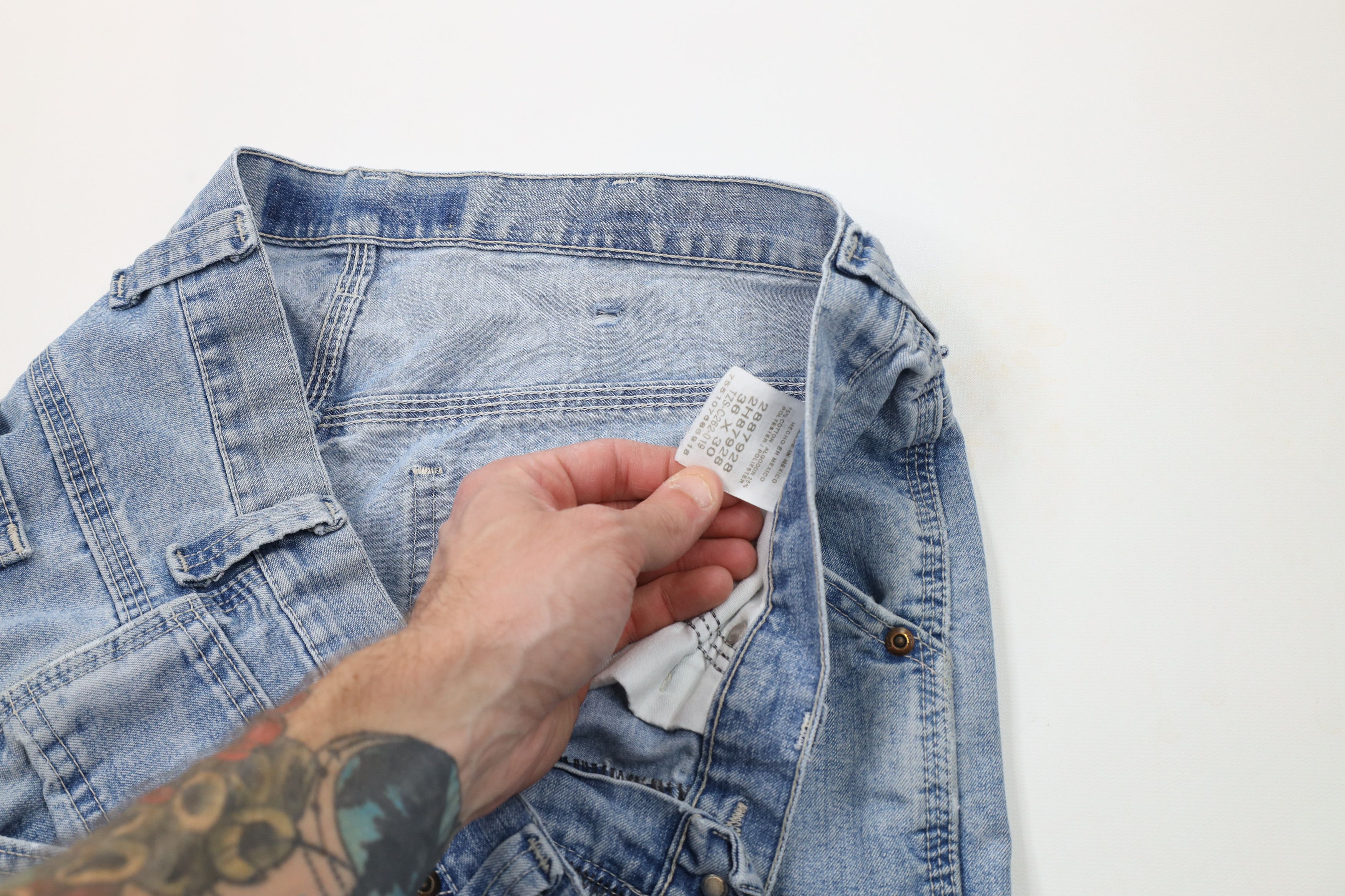 Lee × Vintage Vintage Lee Distressed Wide Leg Dungaree Denim Jeans Blue Size US 36 / EU 52 - 8 Thumbnail