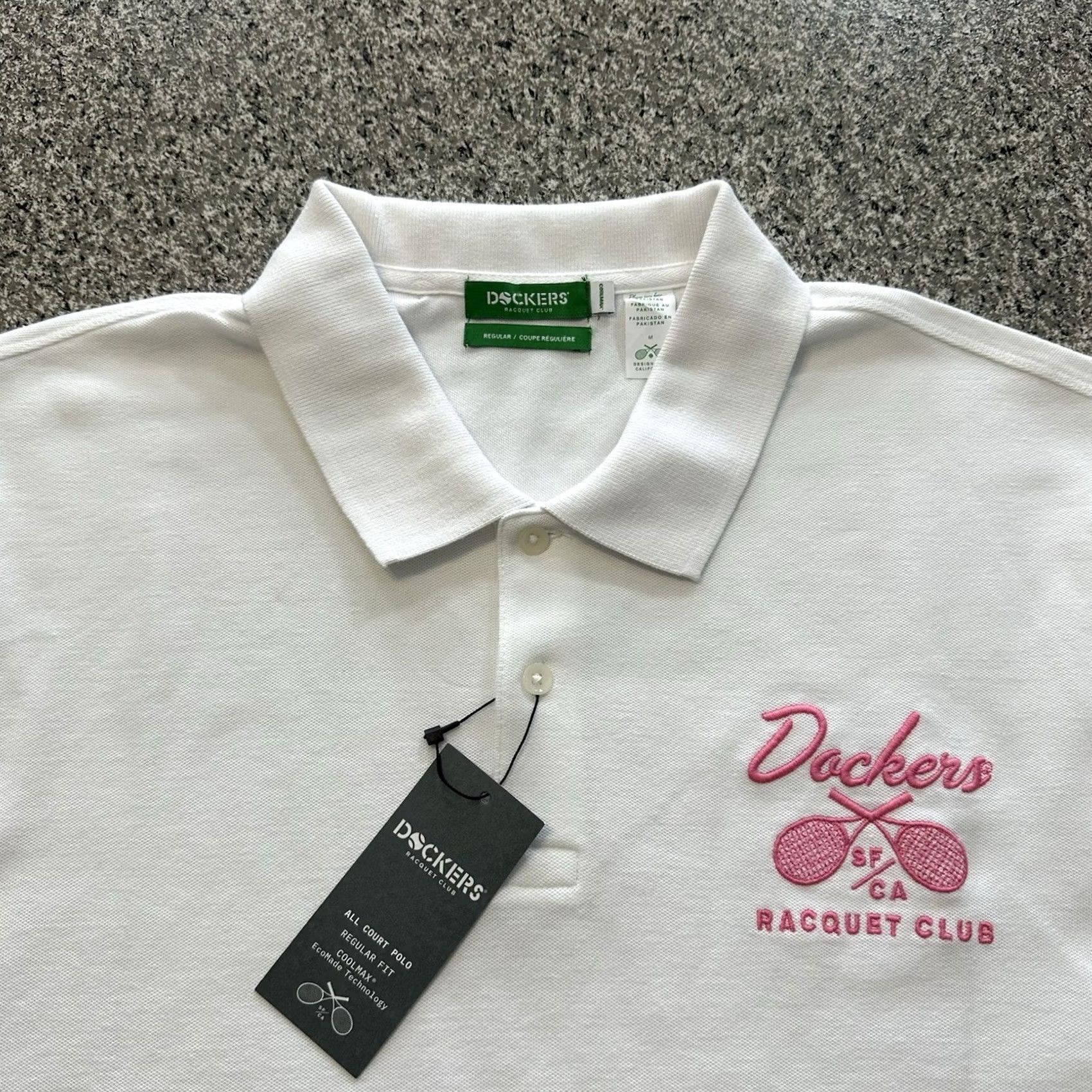 Dockers DOCKERS Polo Shirt Mens M White Tennis Pique Racquet Club Logo Shirt Size US M / EU 48-50 / 2 - 2 Thumbnail