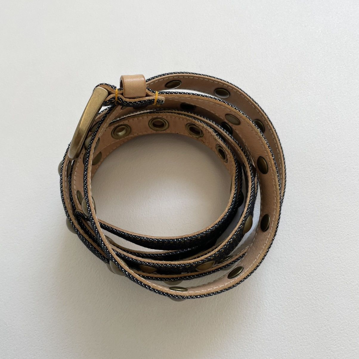 Miu Miu Blue Studded Denim Double Wrap Belt Size 32 - 12 Thumbnail