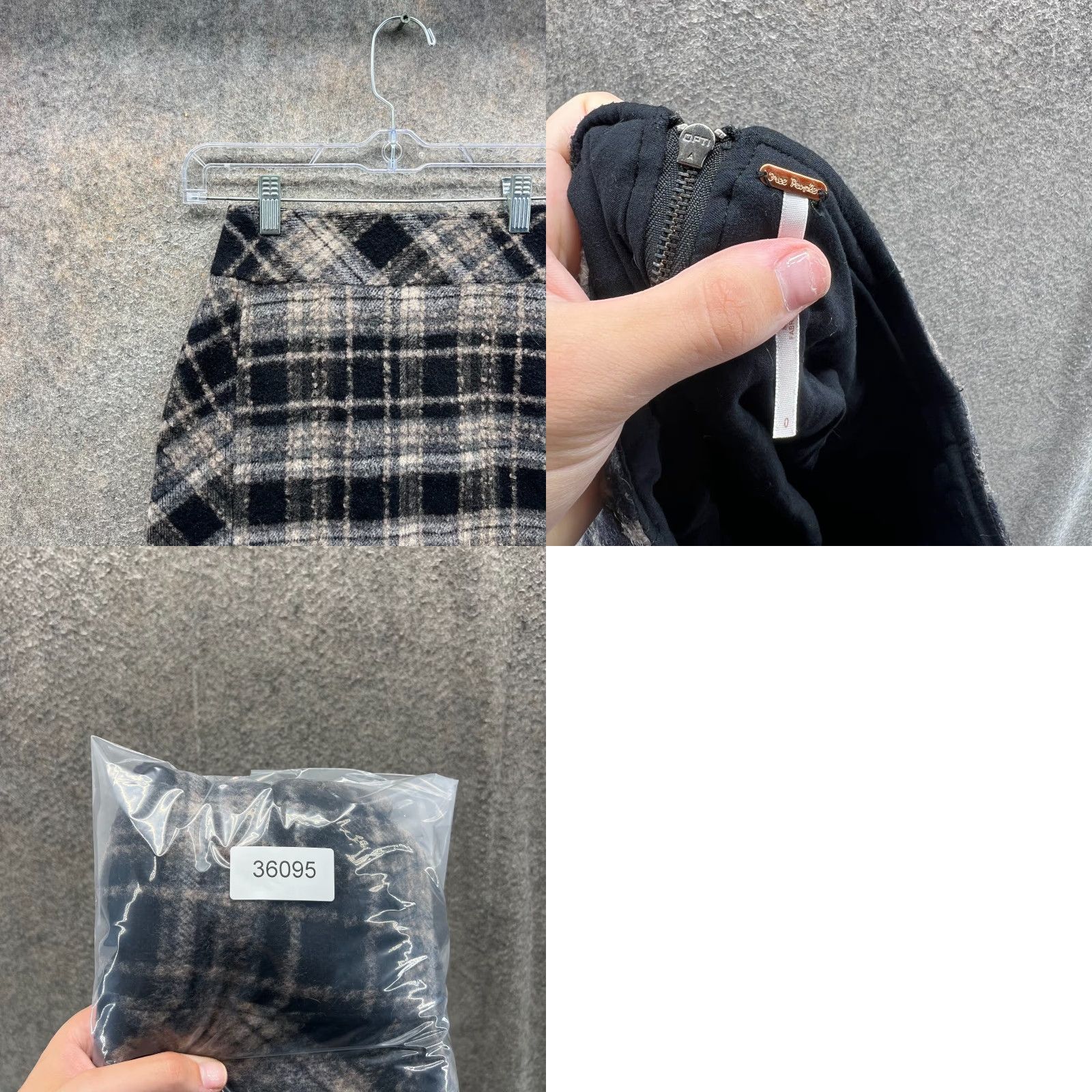 Free People Free People Skirt Women 0 Black Wool Plaid Mini Winter Zip Back Short Regular Size 0 Womens Skirt Size 25" / US 0 / IT 36 - 8 Thumbnail