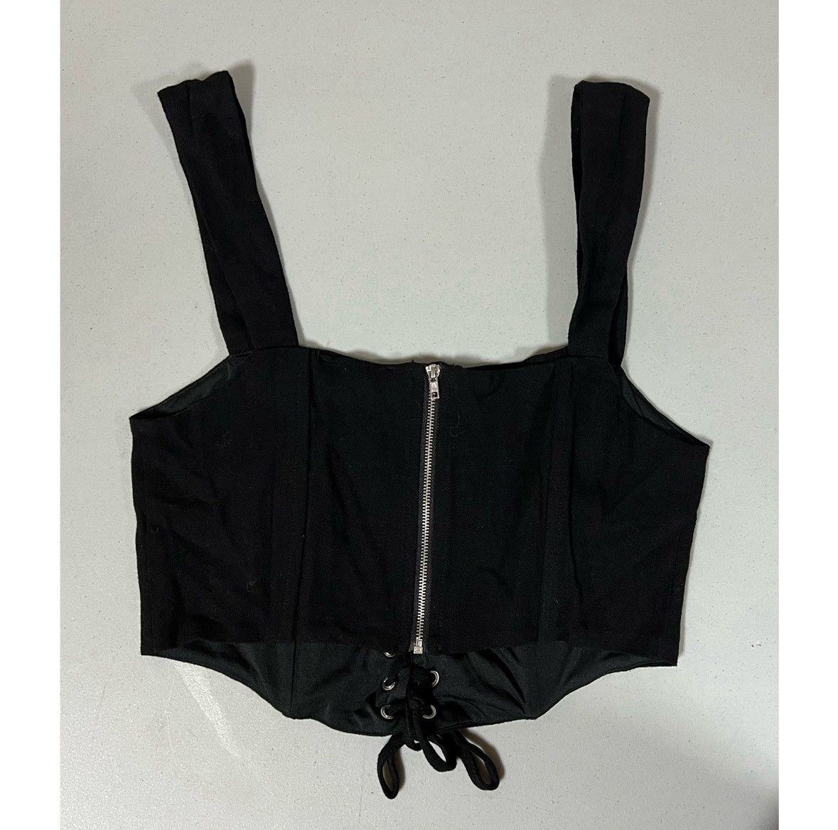 Kendall And Kylie Kendall + Kylie Black Tie-Up Corset Crop Top Shirt Size S 🖤 Size S / US 4 / IT 40 - 3 Thumbnail