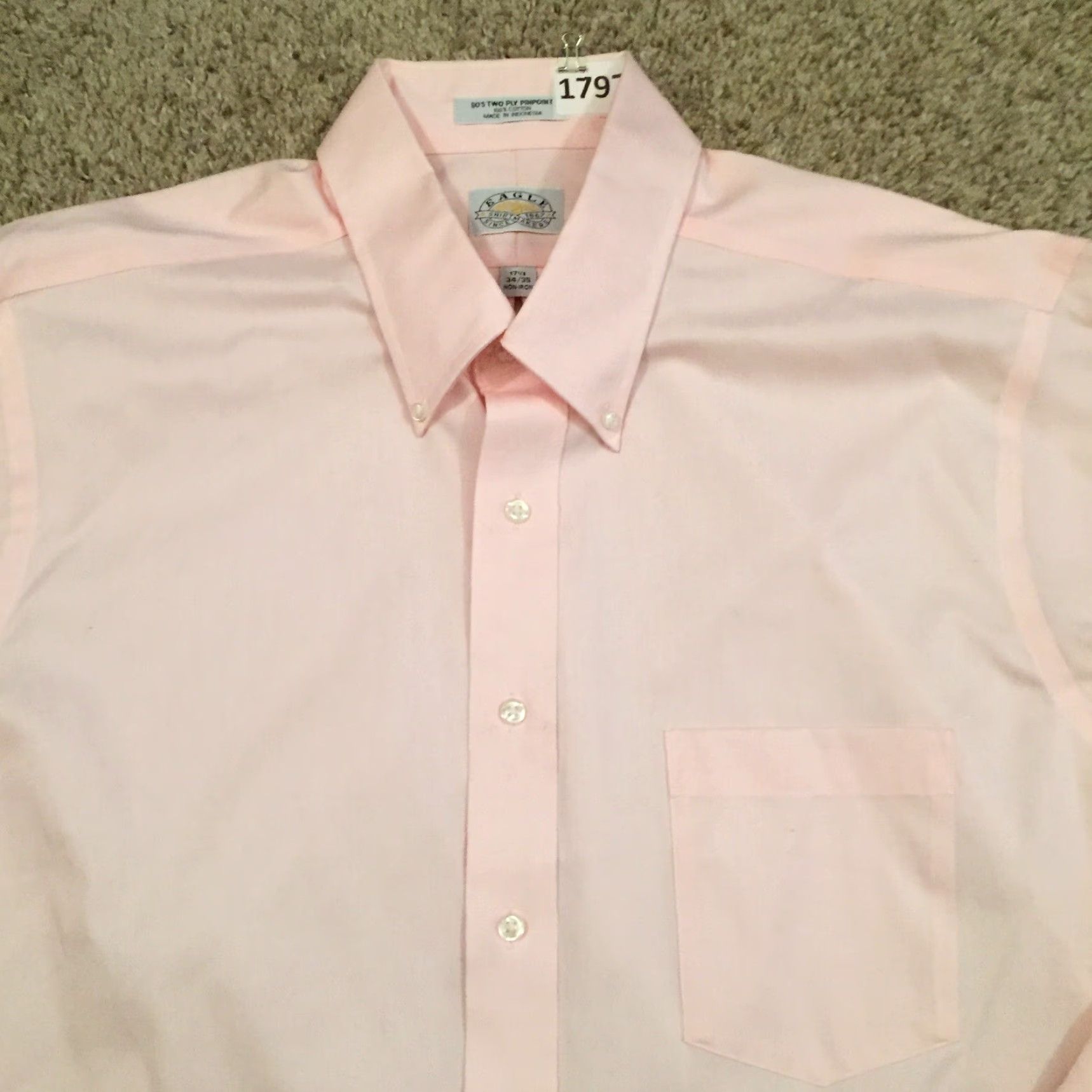 Vintage Eagle Shirt Mens 17.5 Pink Long Sleeve Button-Down Shirt Size US XXL / EU 58 / 5 - 3 Thumbnail
