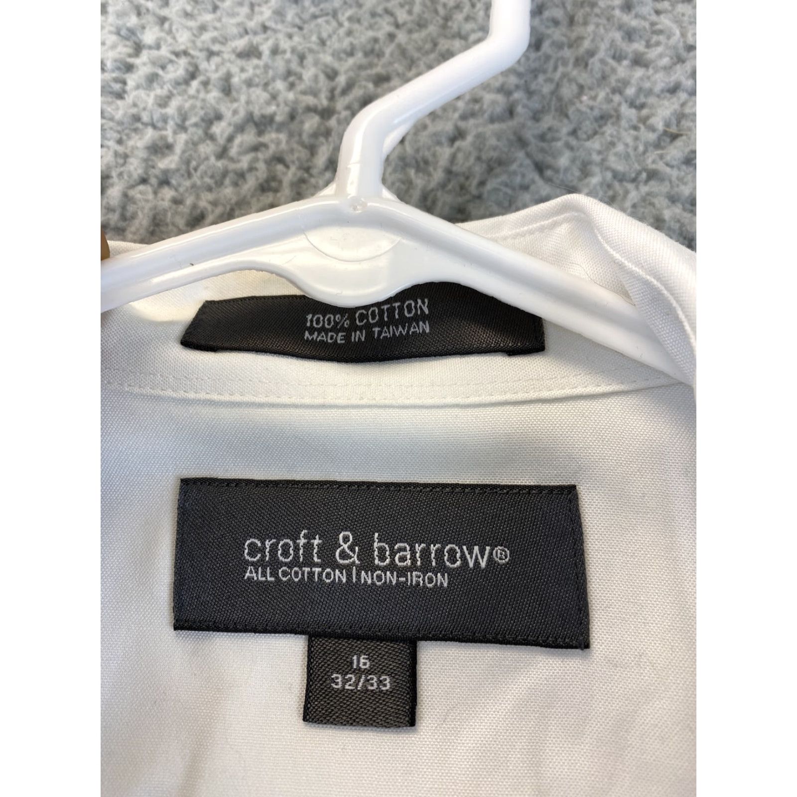 Croft & Barrow Croft & Barrow Dress Shirt Men 16 White Long Sleeve Button-Down 32/33 Size 42R - 5 Thumbnail