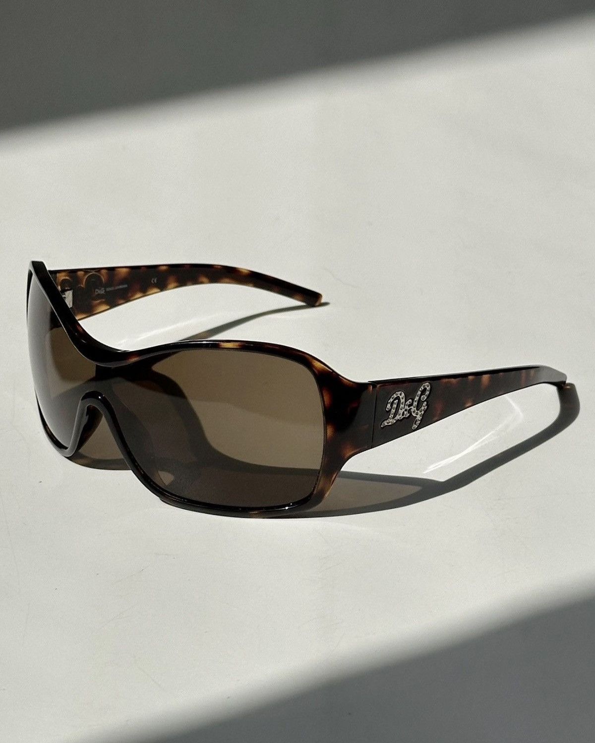 Dolce & Gabbana DOLCE & GABBANA Crystal Logo Brown Mask Sunglasses Vintage Size ONE SIZE - 5 Thumbnail