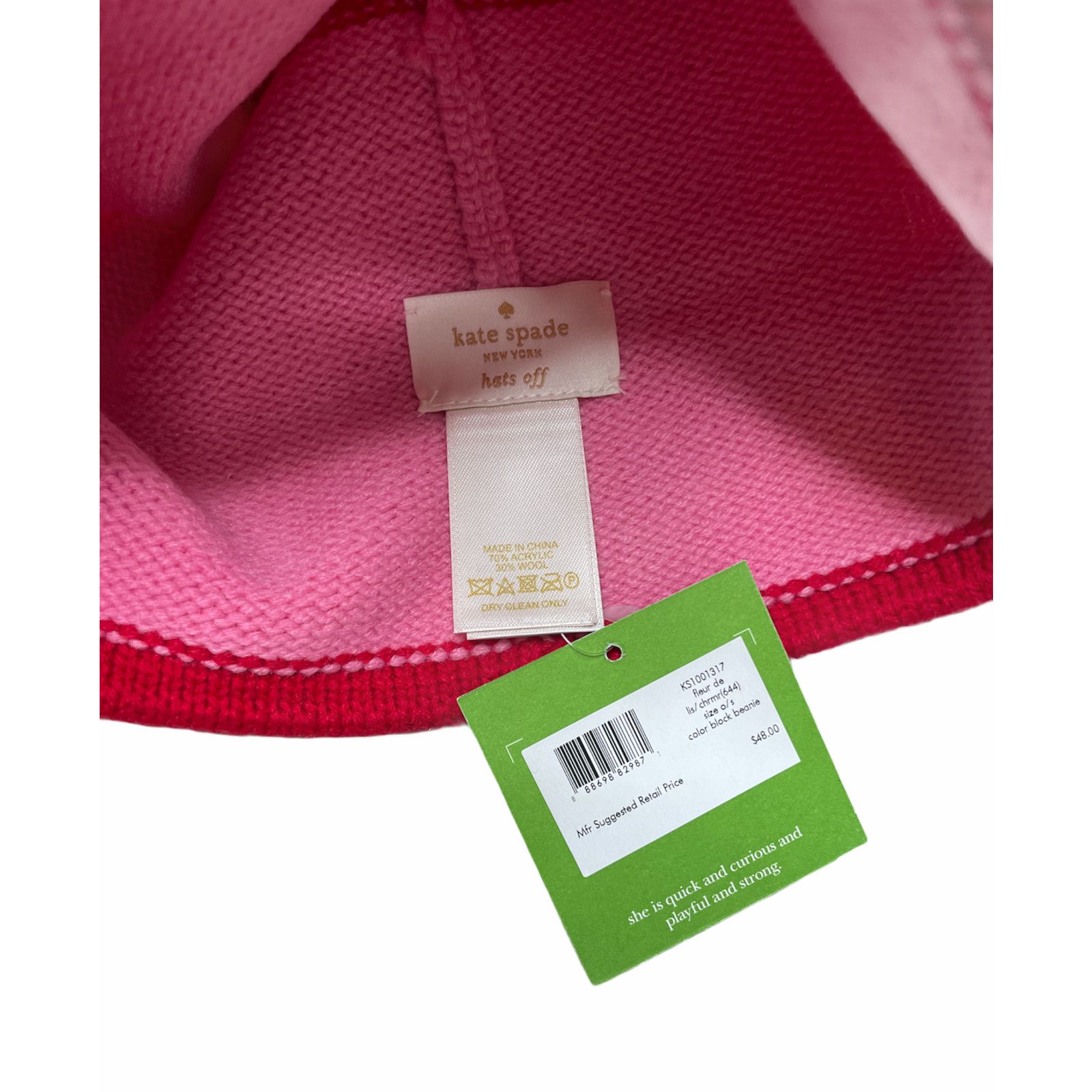 Kate Spade Kate Spade color block Winter Hat knit beanie Pink Red Size ONE SIZE - 4 Thumbnail