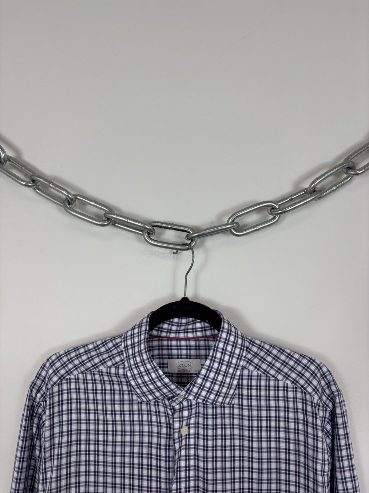 Eton Eton Men’s Contemporary Fit Multicolor Check Button Up Shirt Size US L / EU 52-54 / 3 - 3 Thumbnail