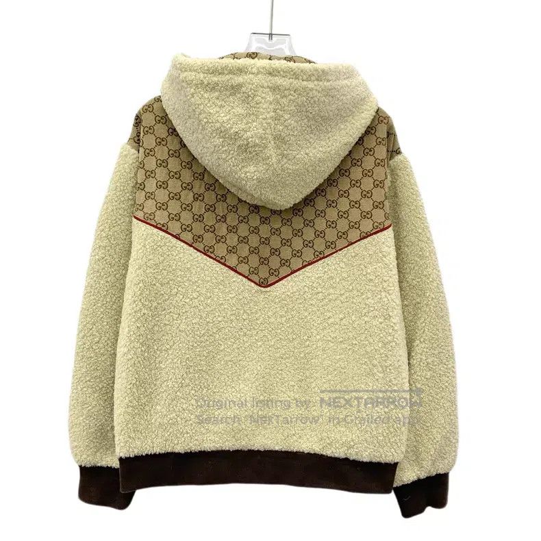 Gucci Gucci Beige logo jacquad stitching hooded zipper long-slee Size S / US 4 / IT 40 - 2 Thumbnail