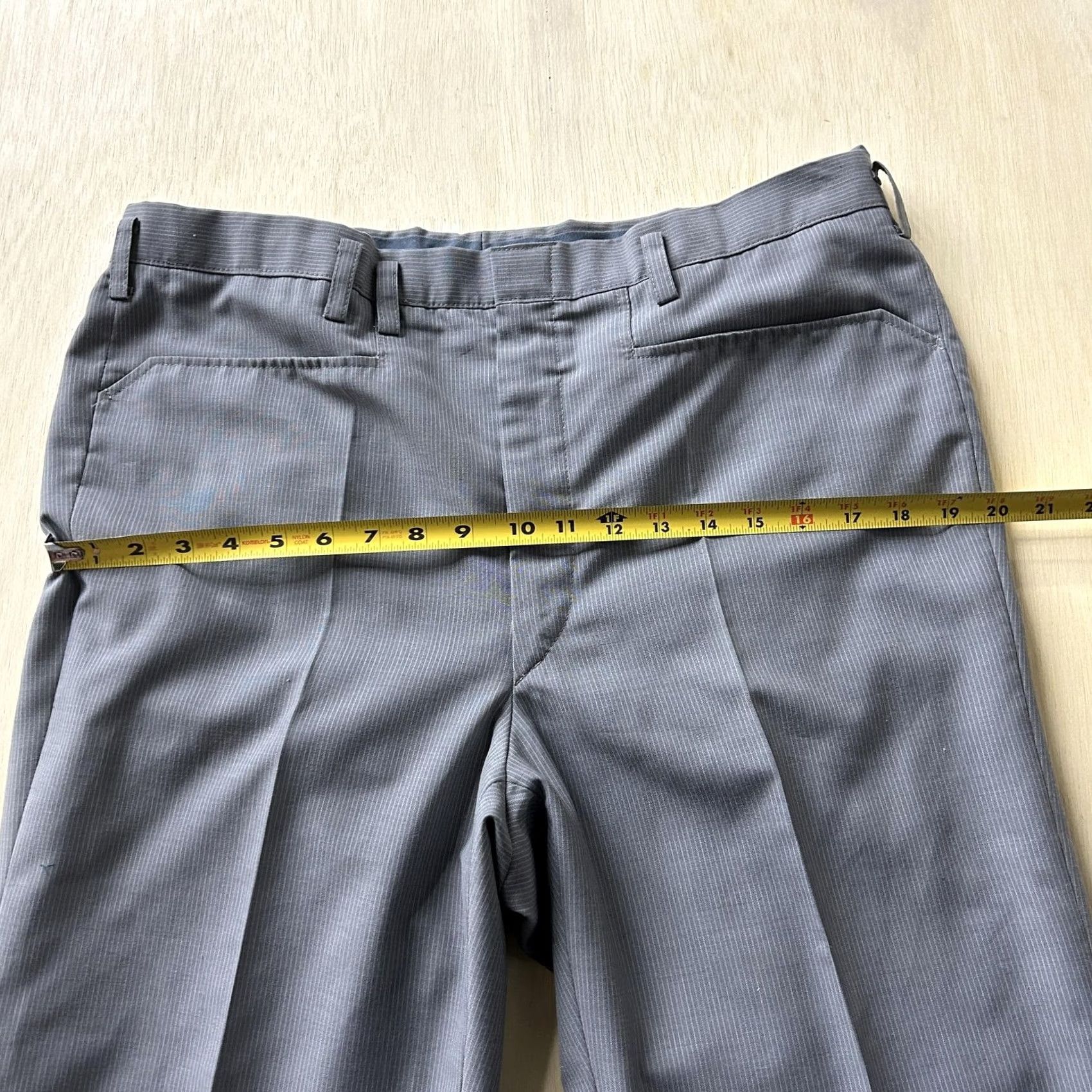 Vintage Vintage Gray Stripe Dress Pants Mens 36x27 Straight Leg Flat Front Workwear Pants Size US 36 / EU 52 - 6 Thumbnail