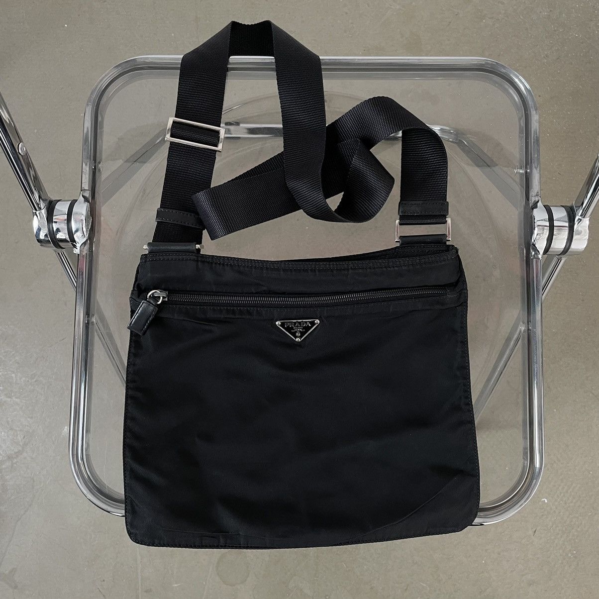 Prada Vintage Nylon Crossbody Bag in Black, Men's