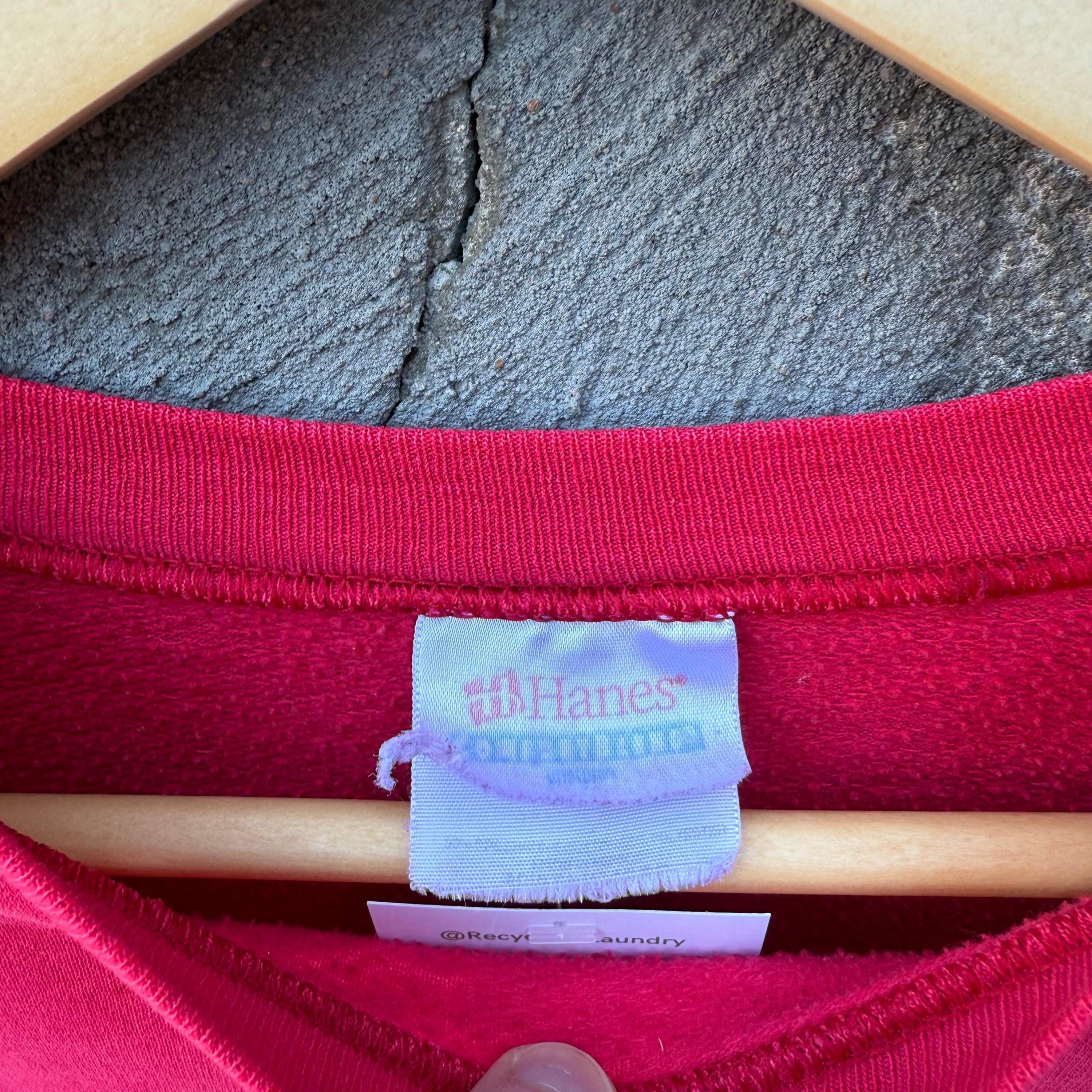 Vintage Vintage 90's Faded Red Hanes Crewneck Sweatshirt Size US L / EU 52-54 / 3 - 3 Thumbnail
