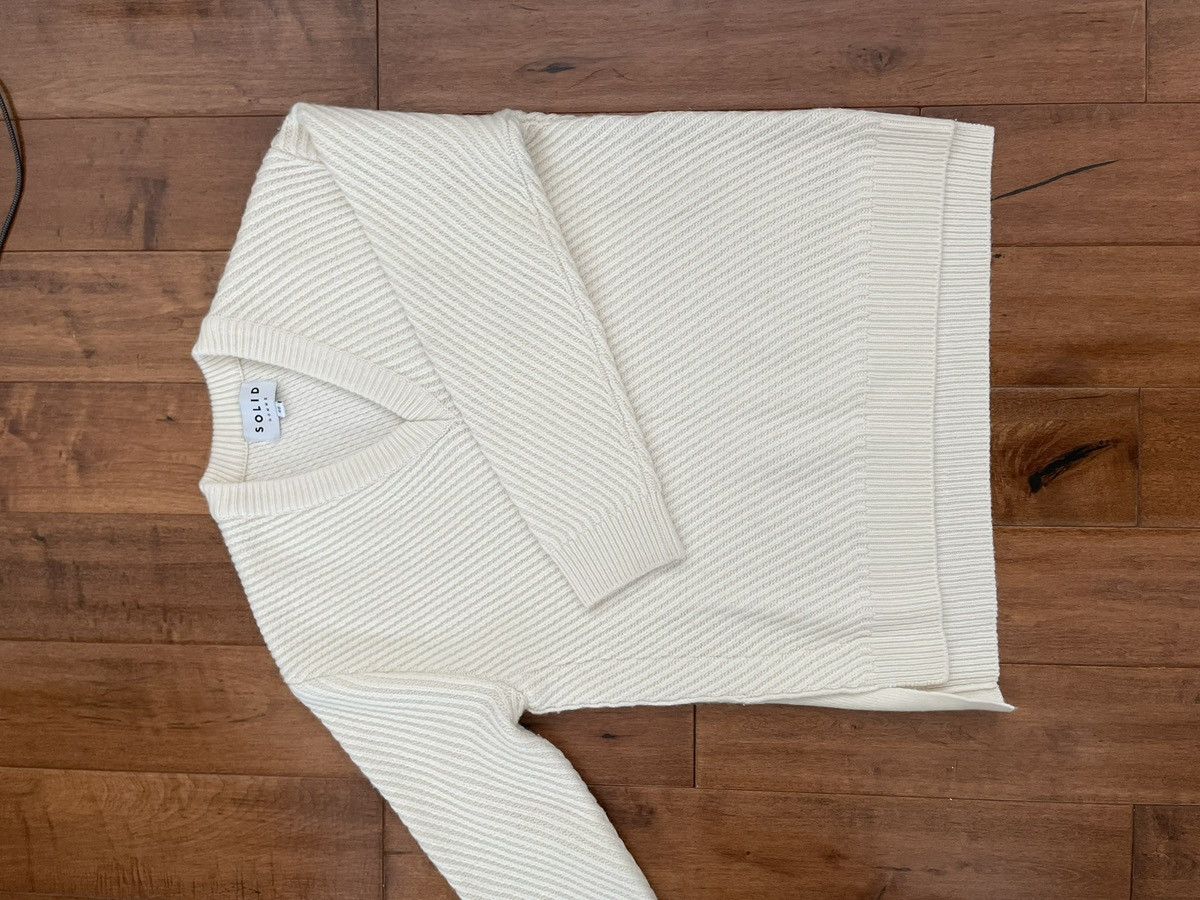 Solid Homme Solid Homme White Sweater V Neck Size US S / EU 44-46 / 1 - 2 Thumbnail