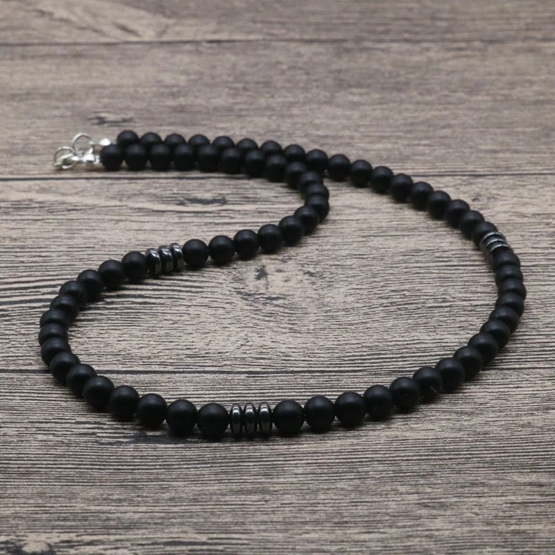 Jewelry Black Lava Stone Style 6mm Bead Necklace (length 46/56) Size ONE SIZE - 2 Thumbnail