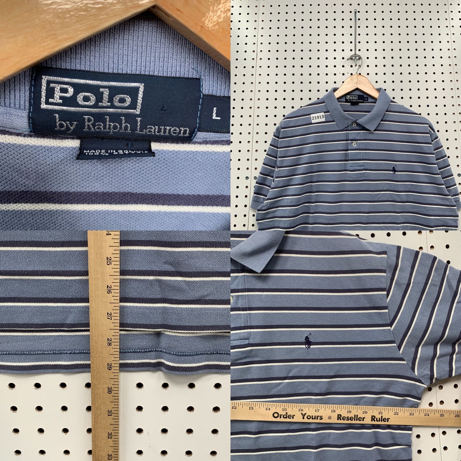 Polo Ralph Lauren Polo Ralph Lauren Polo Shirt Blue White Striped Pony Mens Large Size US L / EU 52-54 / 3 - 8 Thumbnail