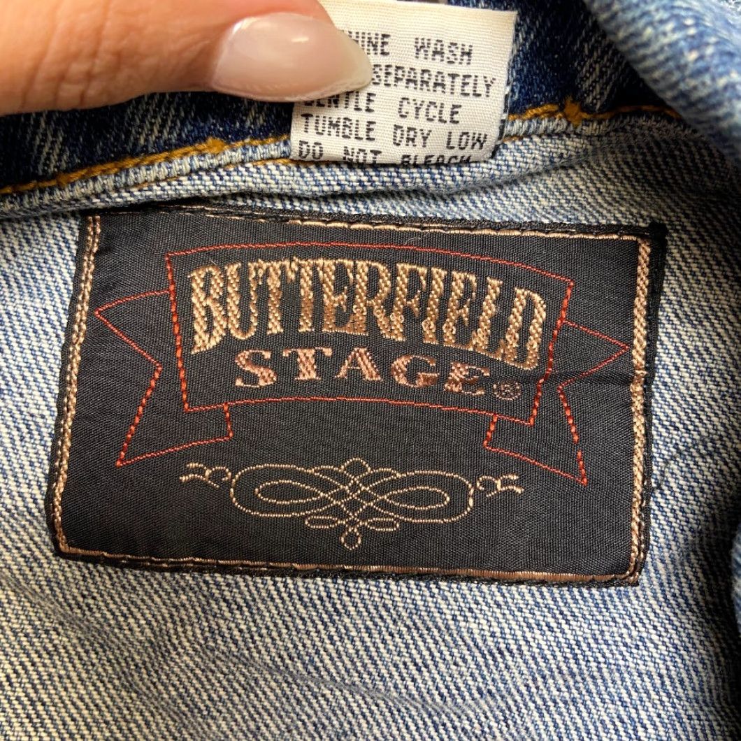 Denime Butterfield Stage Trucker Jacket Women XL Blue Denim Cotton Button Front Pockets Size XL / US 12-14 / IT 48-50 - 6 Thumbnail