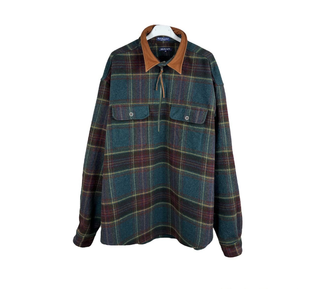 Flannel × Gant × Vintage Vintage 90s Gant plaid wool overshirt flannel checked suede Size US XL / EU 56 / 4 - 1 Thumbnail