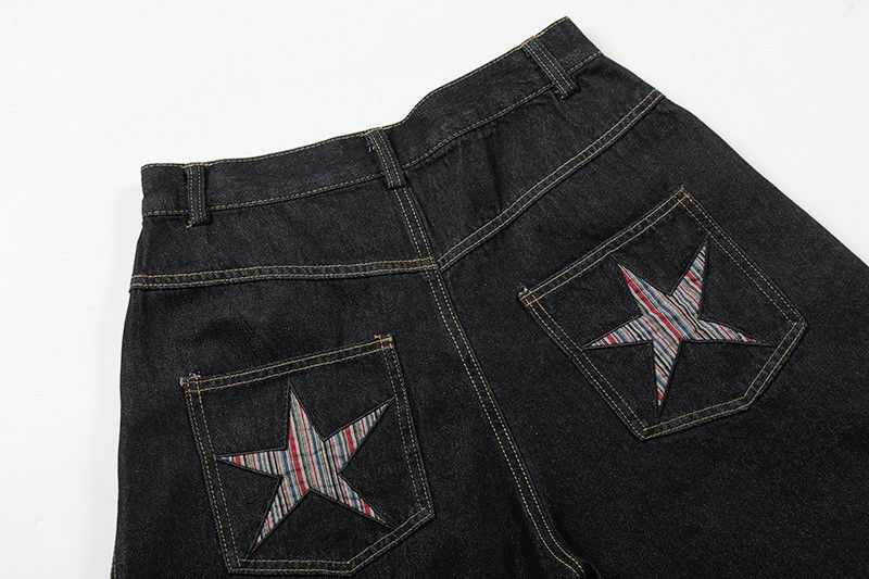 Jean American retro star embroidered curved jeans for men Size US 32 / EU 48 - 5 Thumbnail