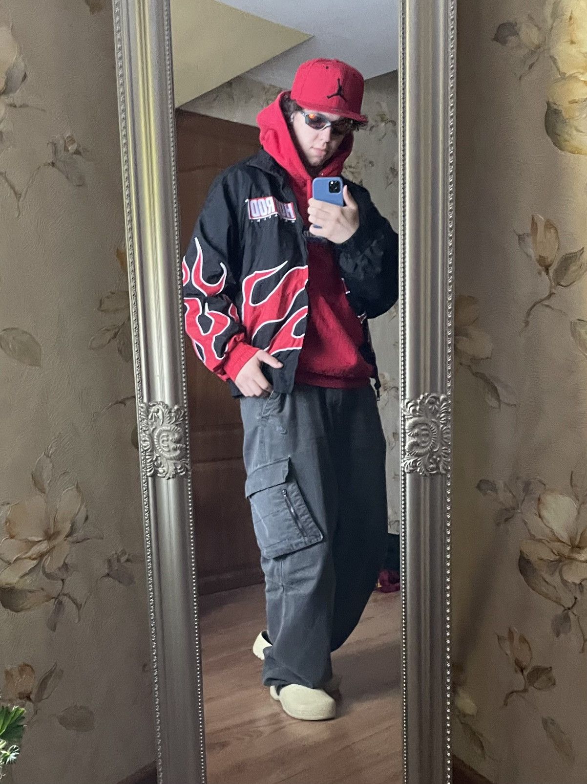 image of Art x Racing Vintage Racking Fire Jacket 90's Hotrod Box Logo in Black, Men's (Size Large)