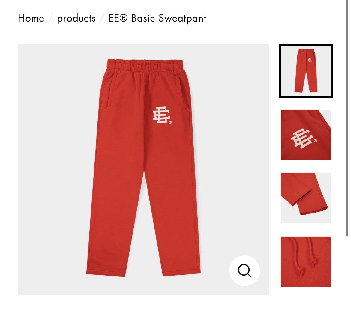 Eric Emanuel Eric Emanuel red w white EE basic sweatpants no cuff large Size US 32 / EU 48 - 1 Thumbnail