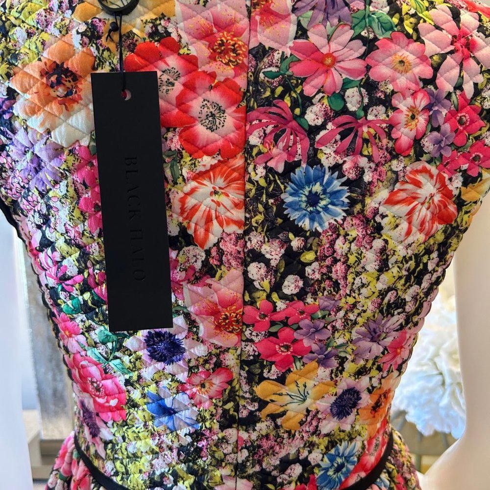 Designer Black Halo Marina Sleveless Floral Dress Size M / US 6-8 / IT 42-44 - 7 Thumbnail