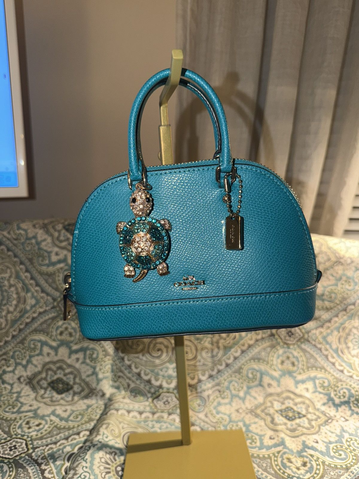 Coach Coach Turquoise Teal Leather Micro Mini Sierra Satchel Cros Size ONE SIZE - 1 Thumbnail
