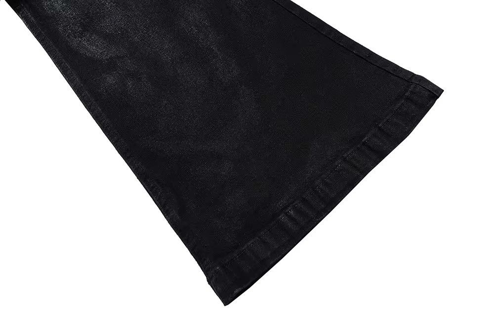 Japanese Brand × Jean Y2K Streetwear Black Glue Coated Boot Cut Flare Jean Size US 31 - 10 Thumbnail