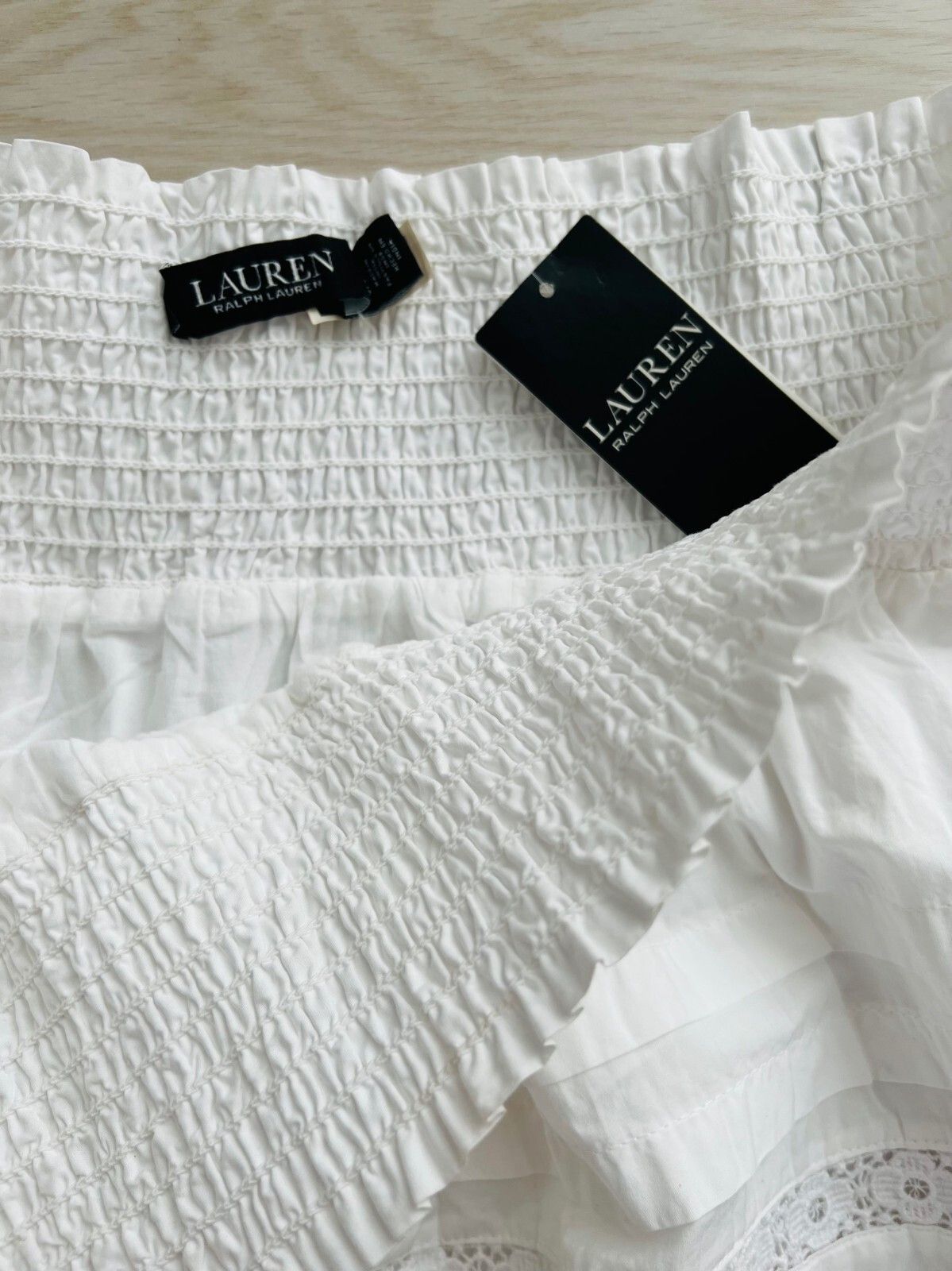 Polo Ralph Lauren LAUREN Ralph Lauren Cotton Broadcloth Miniskirt White ( XL ) Size 24" / US 00 / IT 34 - 4 Thumbnail