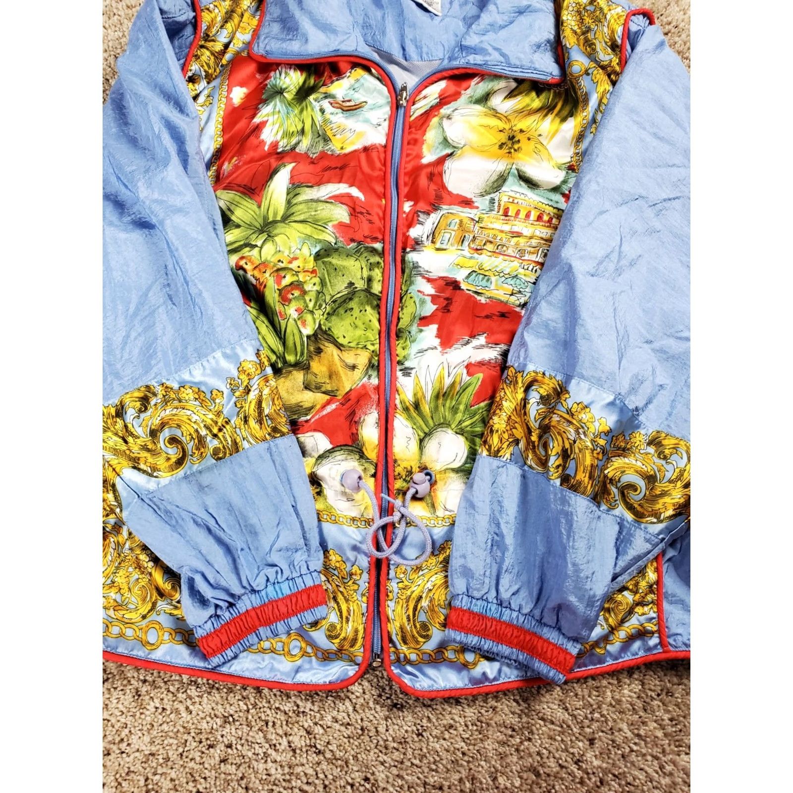Vintage VINTAGE Casual Isle Windbreaker Jacket Women M Blue Floral Nylon Full Zip 90s Windbreaker Casual Isle Womens M Blue Floral Nylon Full Zip 90s Size M / US 6-8 / IT 42-44 - 3 Thumbnail