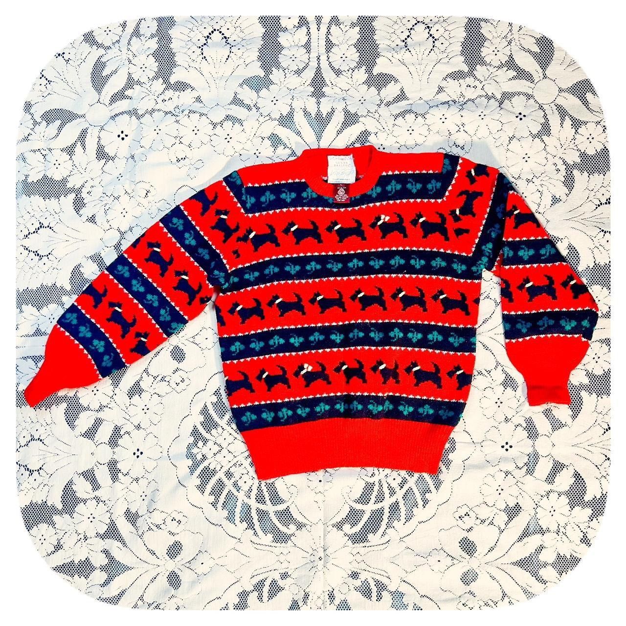 Lord & Taylor VTG 80s Handmade Wool Scottie Dog Sweater Lord & Taylor Size L / US 10 / IT 46 - 2 Thumbnail