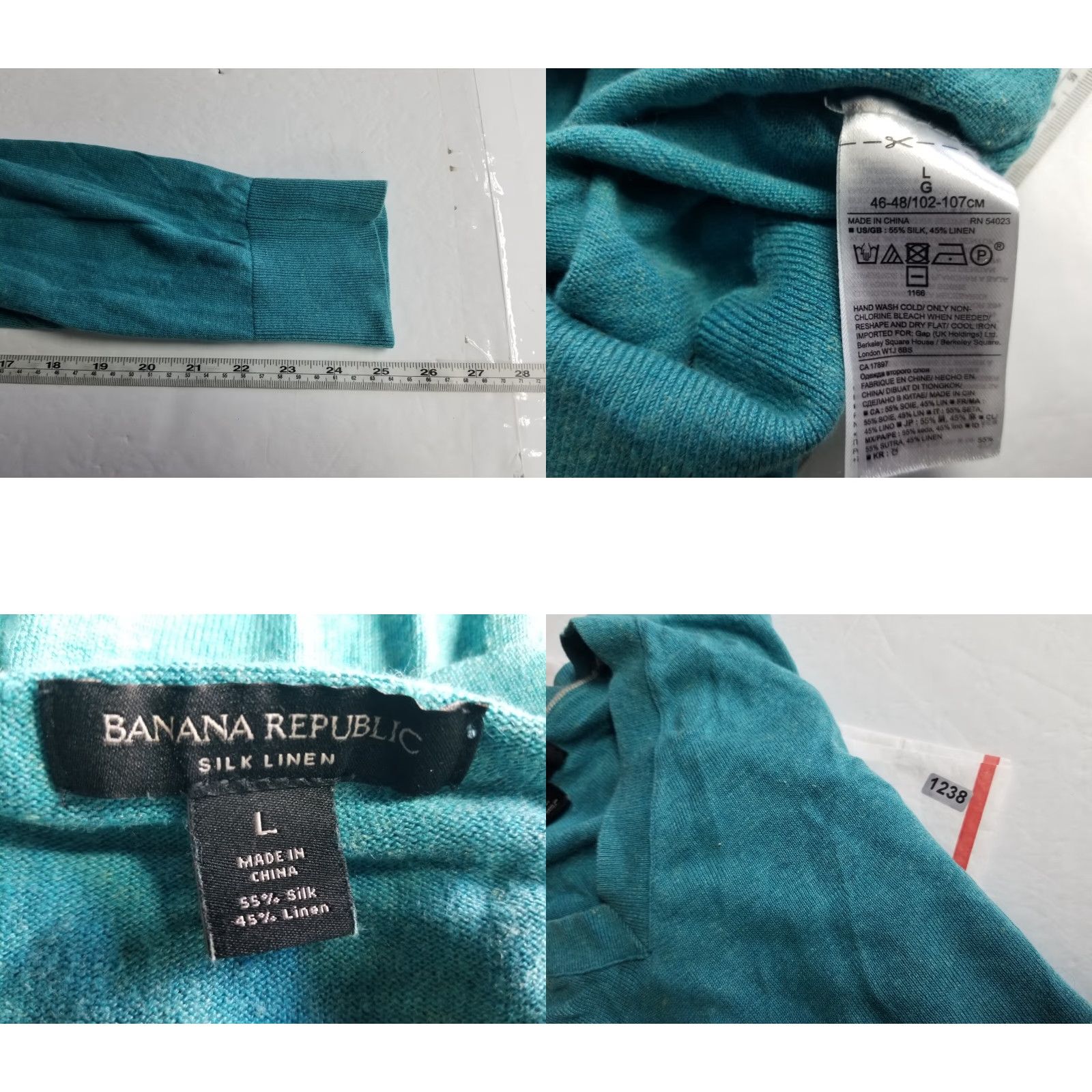 Banana Republic Banana Republic Sweater Men Long Sleeve V-neck Silk Linen Size Large Teal Green Mens Size US L / EU 52-54 / 3 - 8 Thumbnail